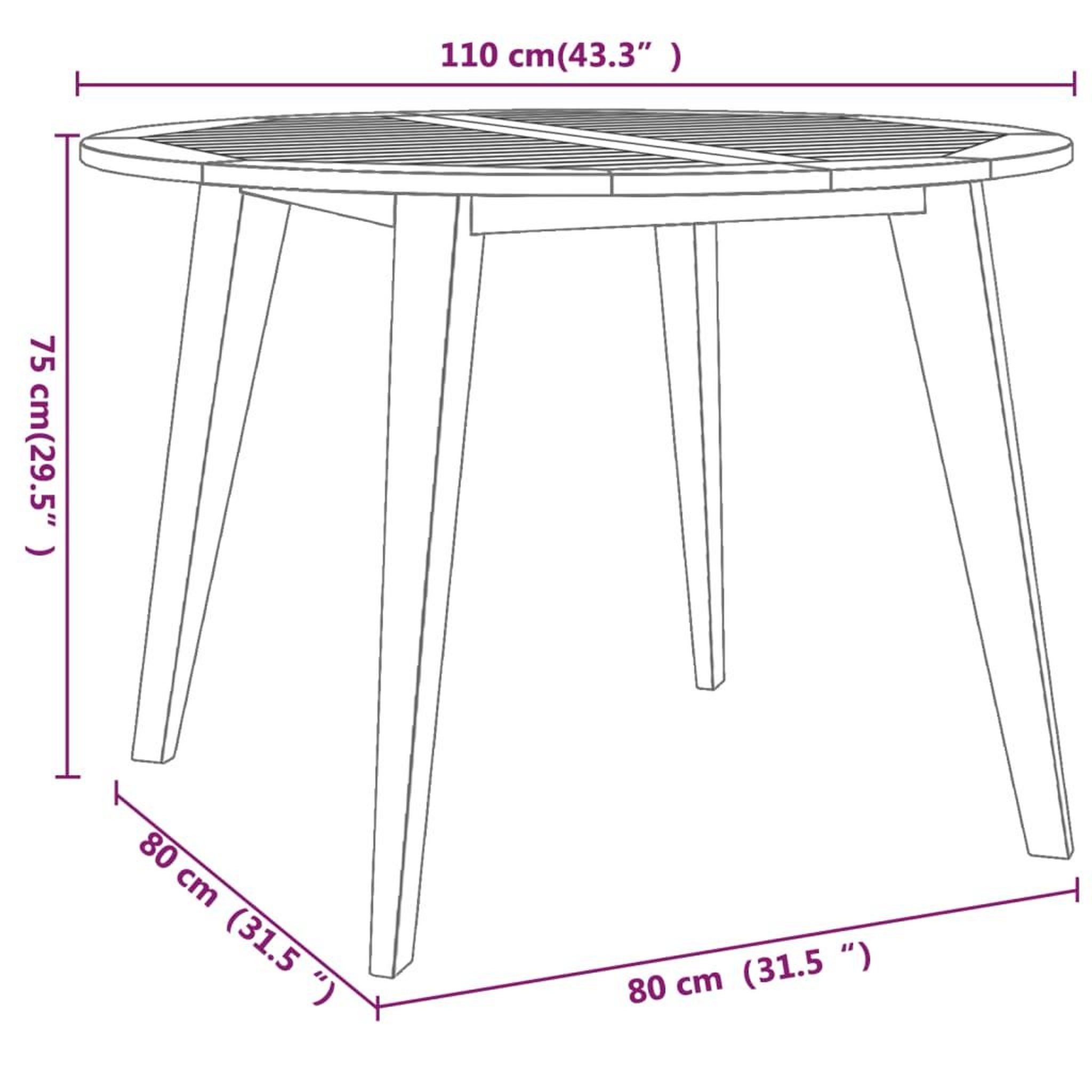 Voir la diapositive 6 : VIDAXL Ensemble a manger de jardin 5 pcs Bois d'acacia solide