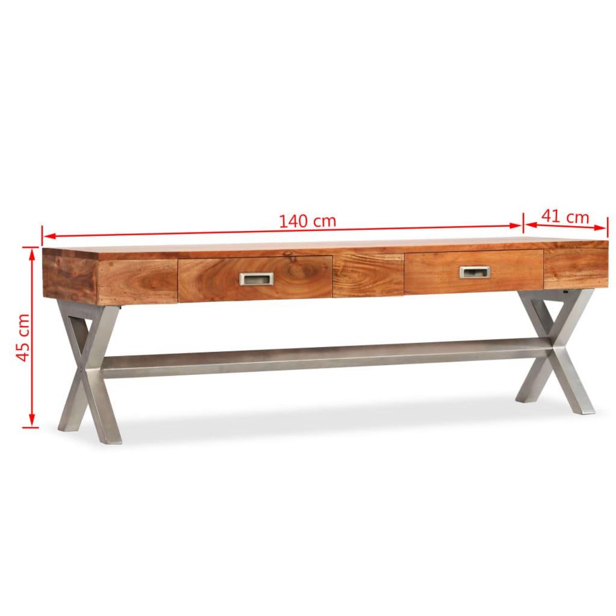 VIDAXL Meuble TV avec tiroirs bois d'acacia massif 140 cm