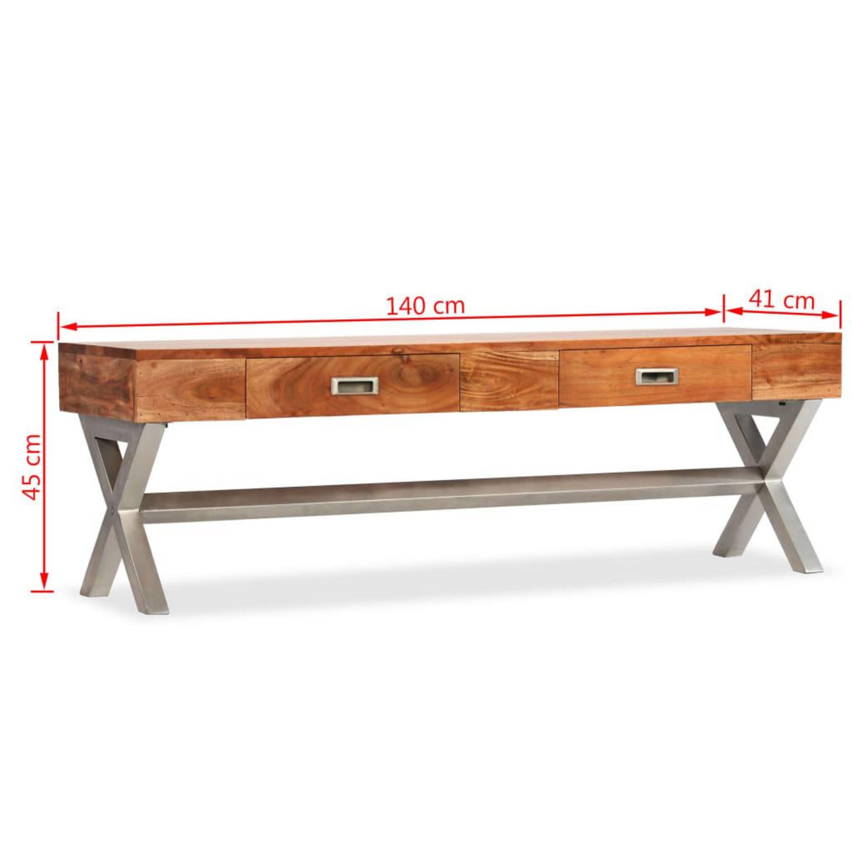 VIDAXL Meuble TV avec tiroirs bois d'acacia massif 140 cm