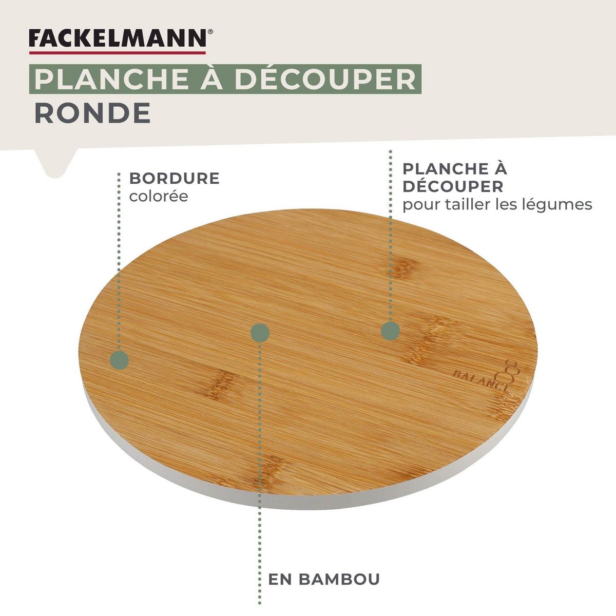 Fackelmann Planche à découper en bambou 24 x 24 cm Fackelmann Balance