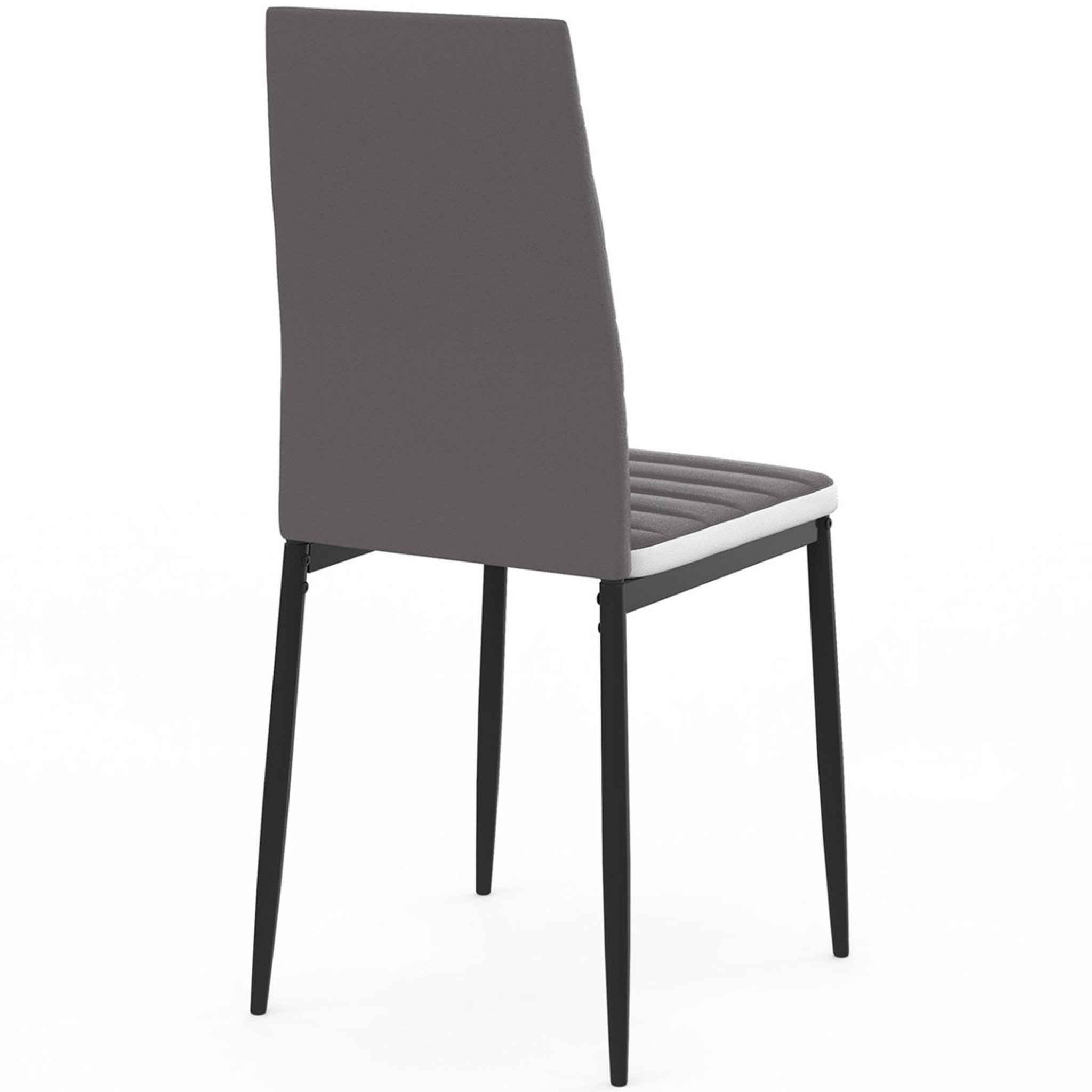 Voir la diapositive 4 : ID MARKET Lot de 6 chaises romane grises bandeau blanc pour salle à manger