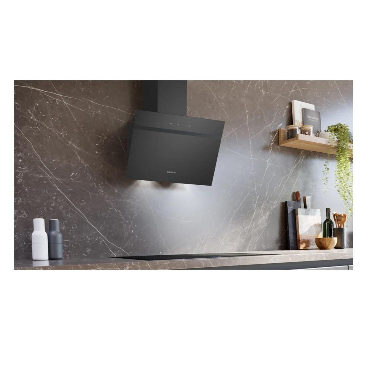 Siemens Hotte décorative inclinée 60cm 550m3/h noir - LC65KDK60