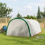 Voir la diapositive 2 : OUTSUNNY Serre de jardin tunnel surface sol 18 m² châssis tubulaire acier galvanisé renforcé 24 mm 8 fenêtres PE maillé blanc vert