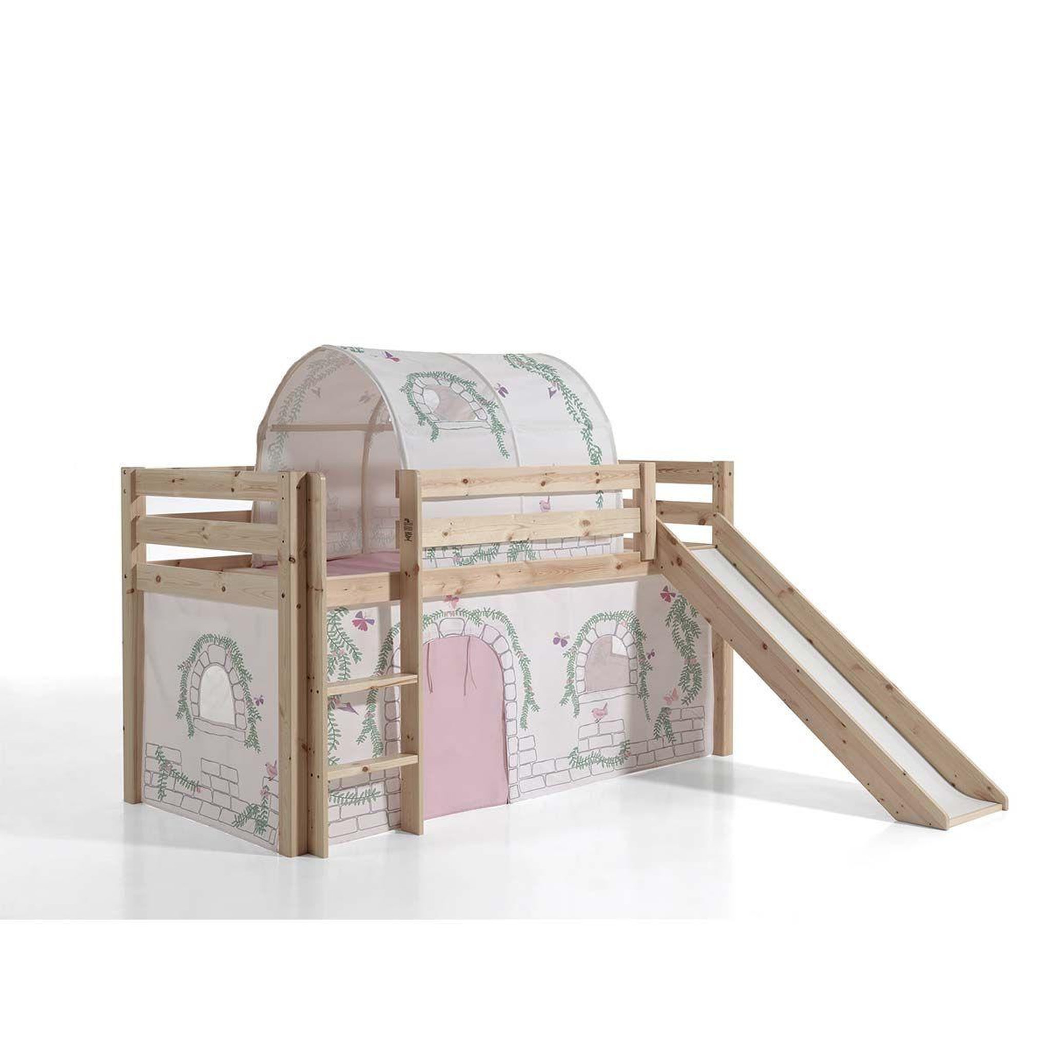 Voir la diapositive 5 : Paris Prix Pack - lit enfant toboggan, tente & tunnel  pino birdy  naturel