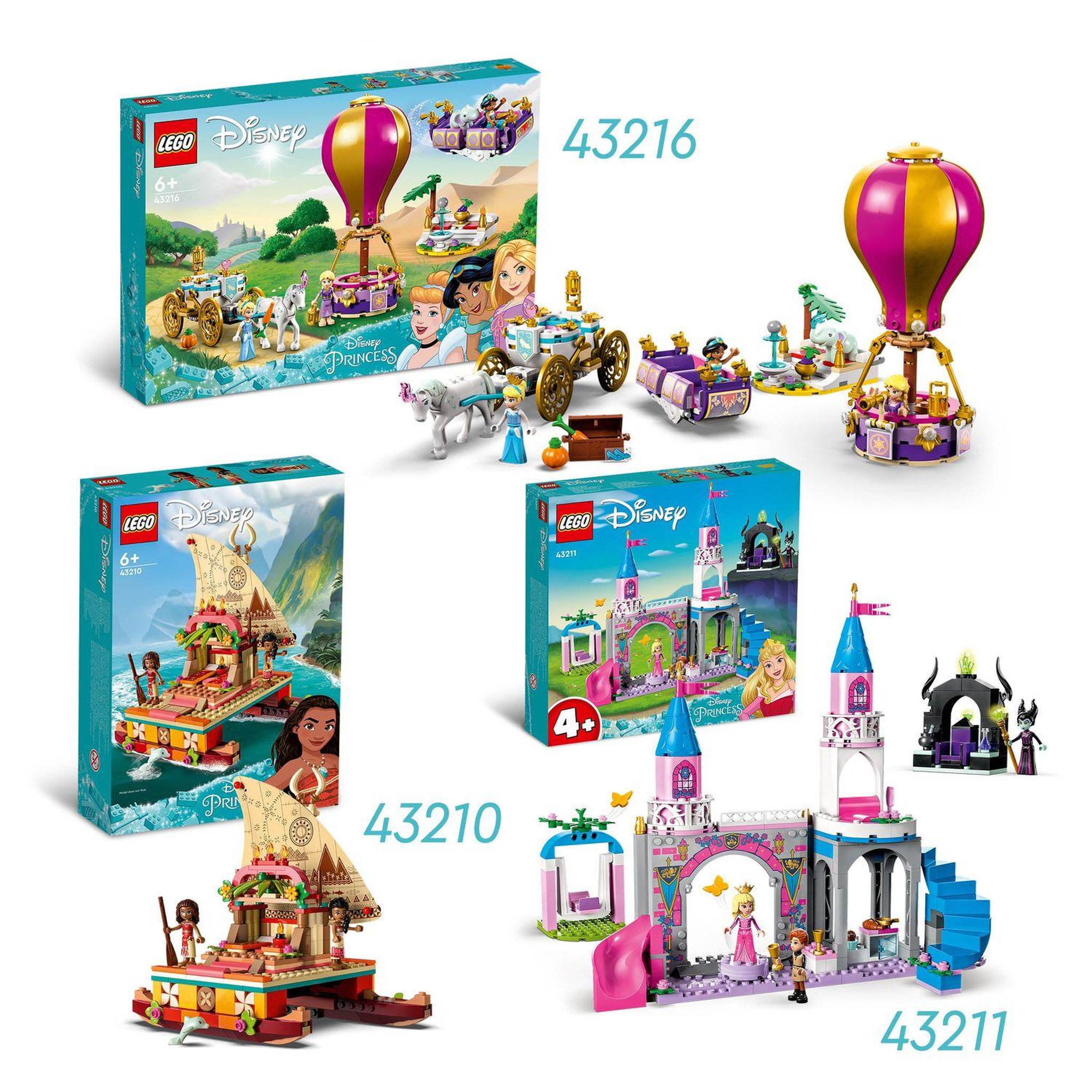 Voir la diapositive 7 : LEGO Disney Princess 43216 Le voyage enchanté des princesses, Jouet avec Mini-Poupées Cendrillon, Jasmine, Raiponce avec Cheval, Tapis volant