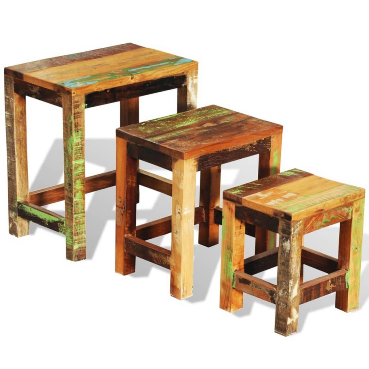 VIDAXL Table gigogne 3 pcs vintage Bois de recuperation