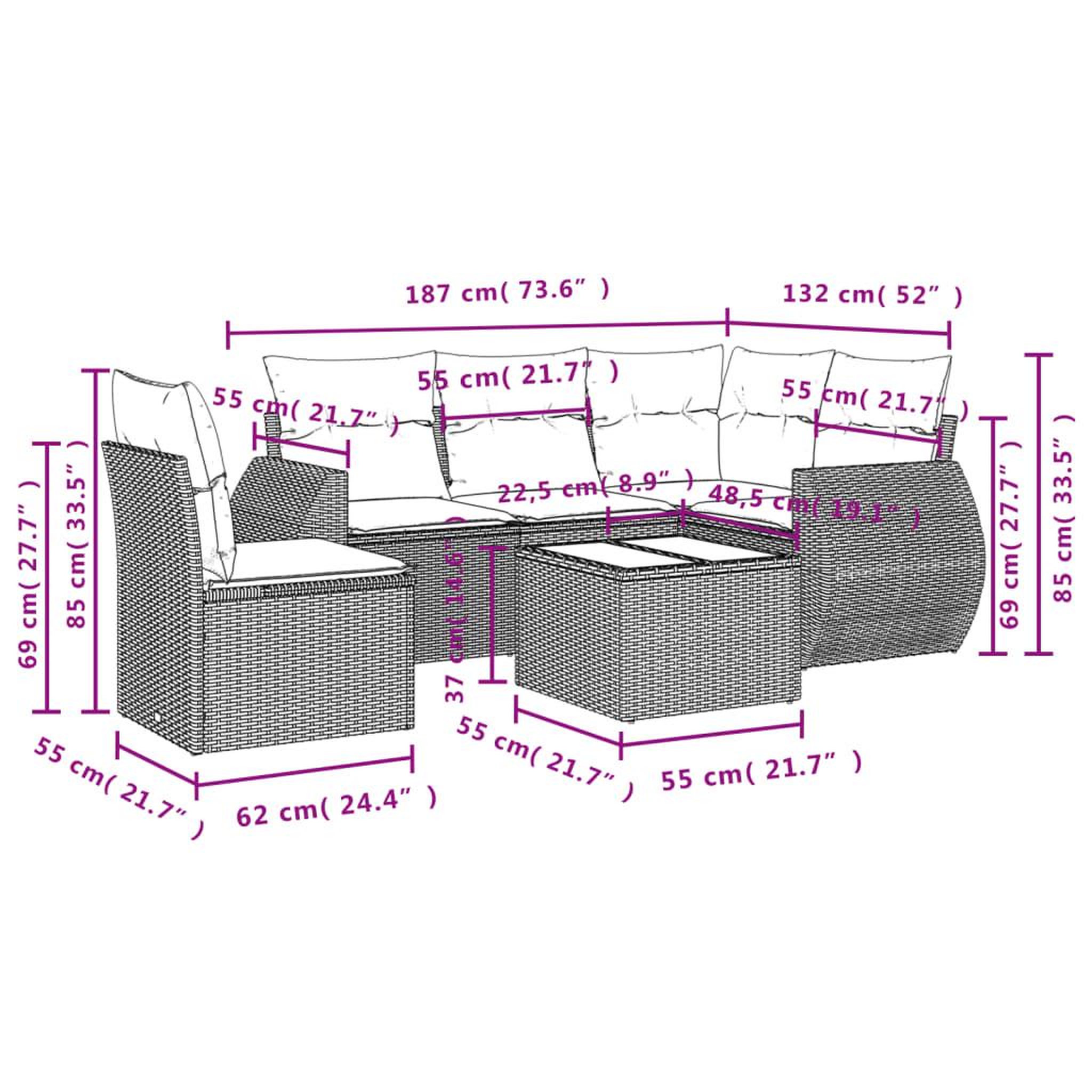 Voir la diapositive 4 : VIDAXL Salon de jardin avec coussins 6 pcs beige resine tressee
