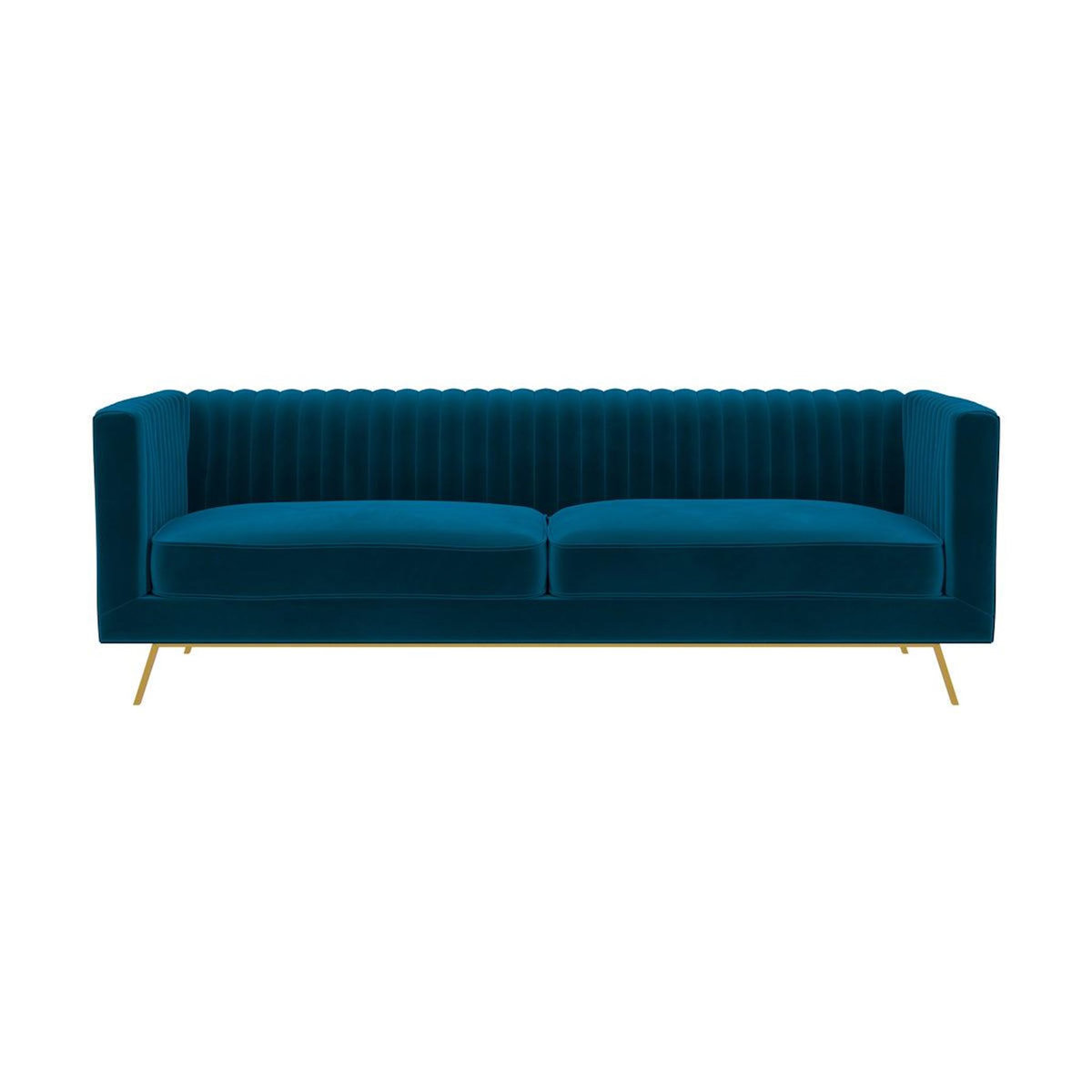 Rendez vous déco Canapé 3 places en velours bleu foncé-Gatsby