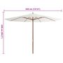 Voir la diapositive 5 : VIDAXL Parasol d'exterieur avec mat en bois 350 cm Blanc sable