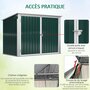 Voir la diapositive 5 : OUTSUNNY Abri de poubelle jardin - cache poubelle - 2 portes verrouillables, toit ouvrant - tôle d'acier blanc vert