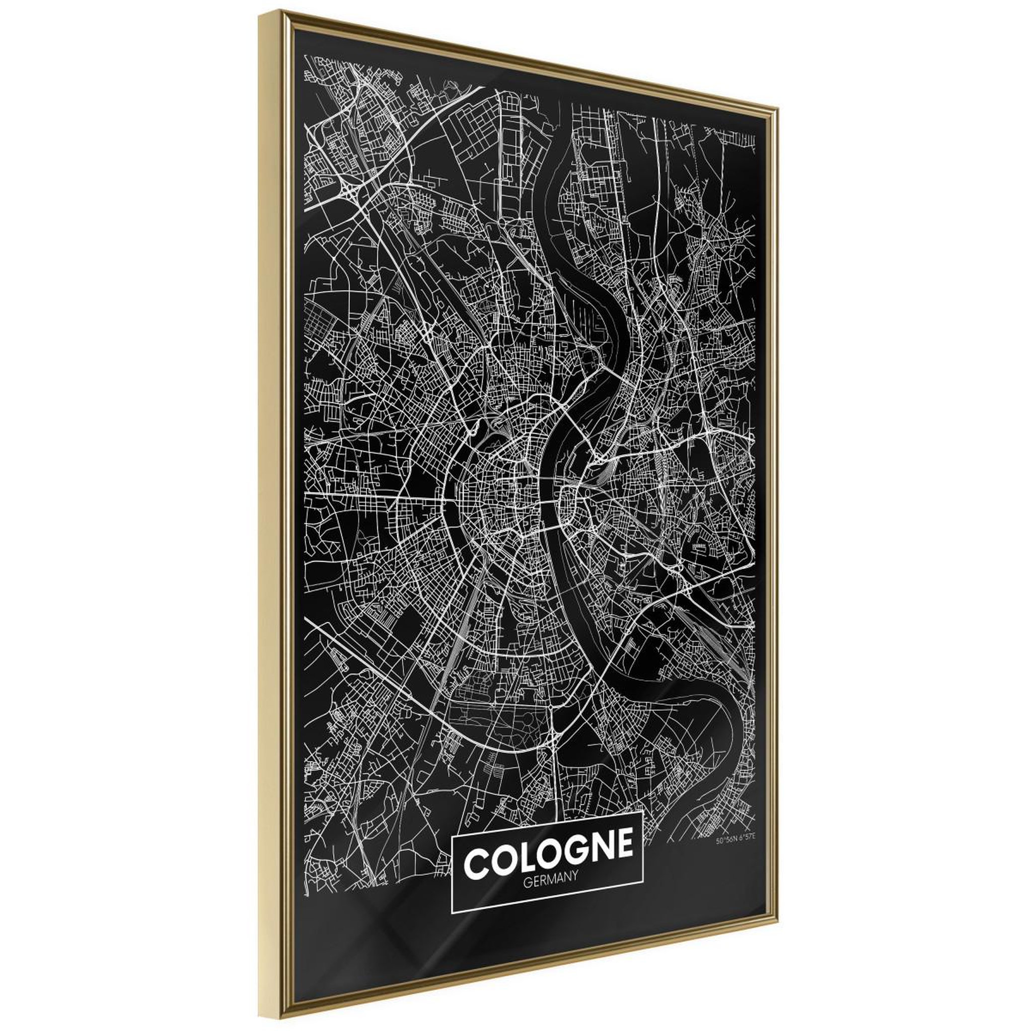Voir la diapositive 1 : Paris Prix Affiche Murale Encadrée  City Map Cologne Dark