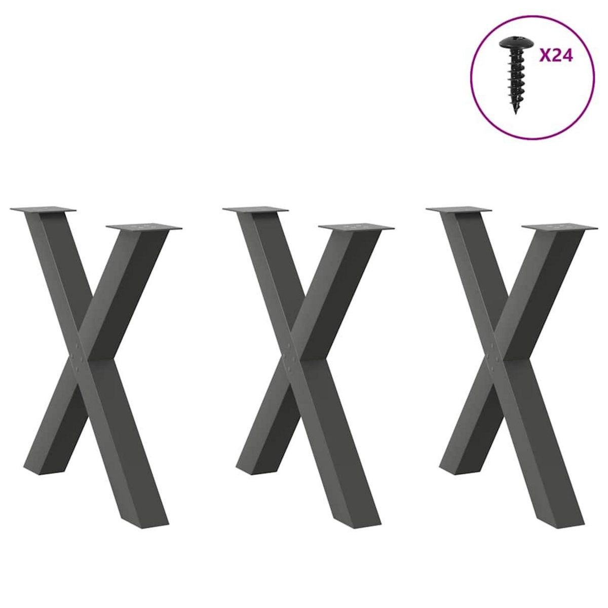 VIDAXL Pieds de table a manger forme de X 3 pcs 70x(72-73) cm acier