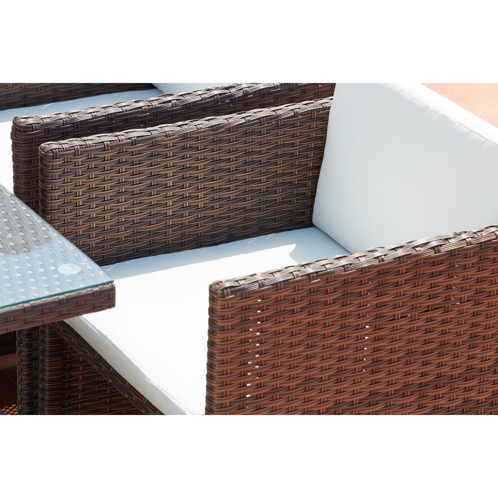 Voir la diapositive 6 : CONCEPT USINE Table et chaises 6 places encastrables résine marron-blanc miami