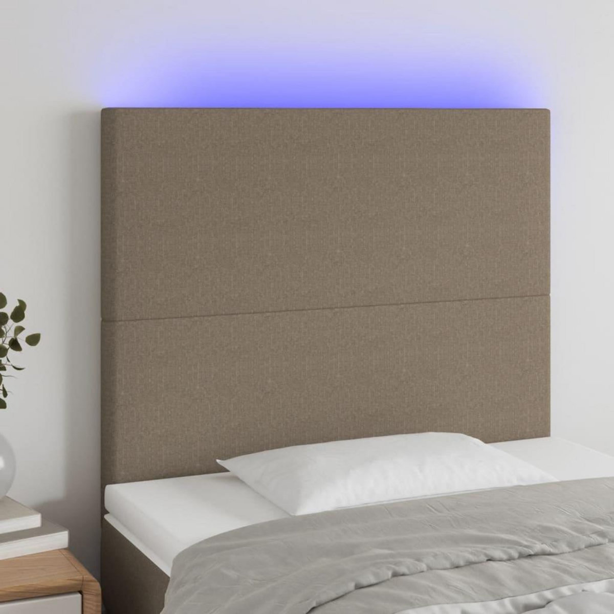 VIDAXL Tete de lit a LED Taupe 100x5x118/128 cm Tissu