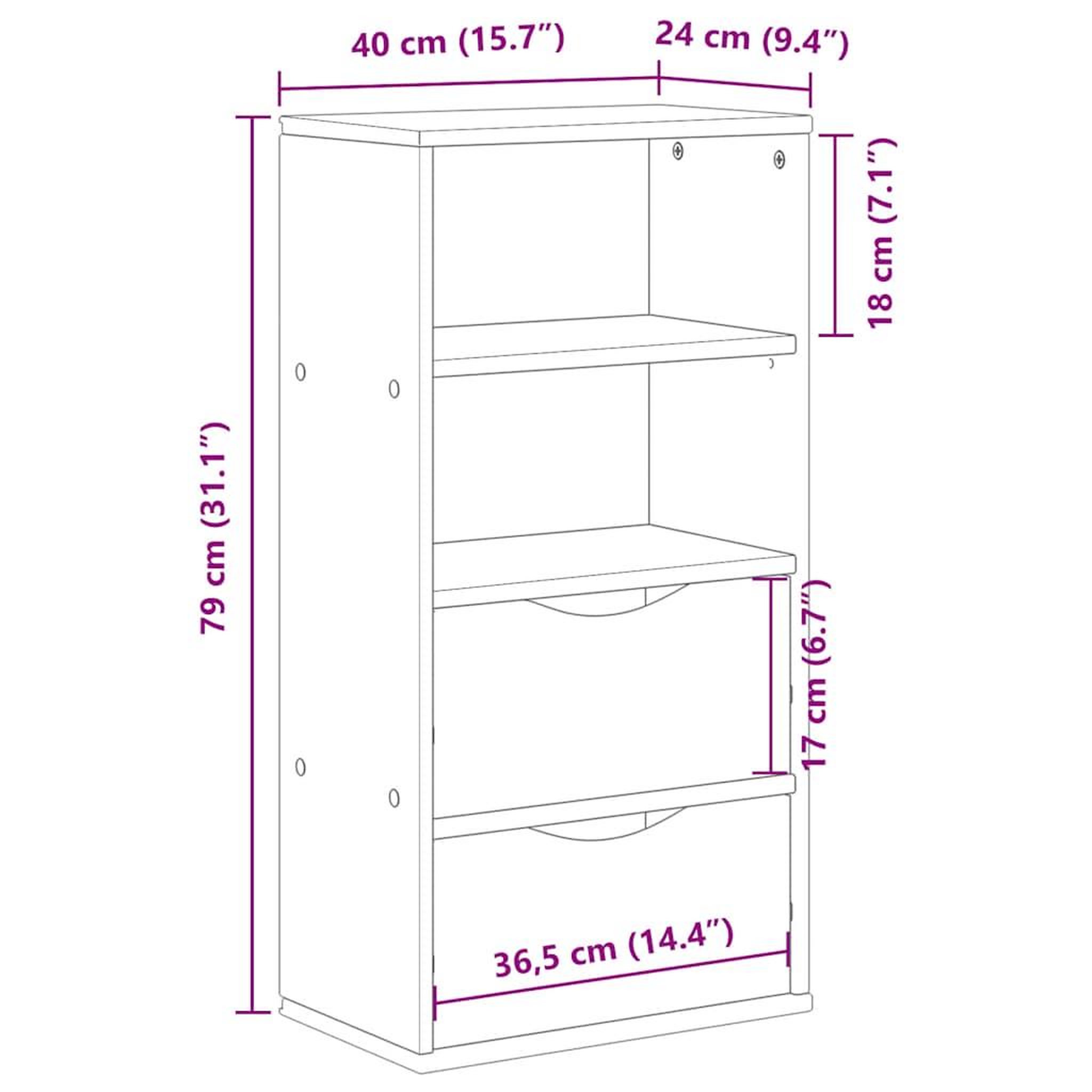 Voir la diapositive 6 : VIDAXL Armoire laterale tiroirs ODDA blanc 40x24x79 cm bois massif pin