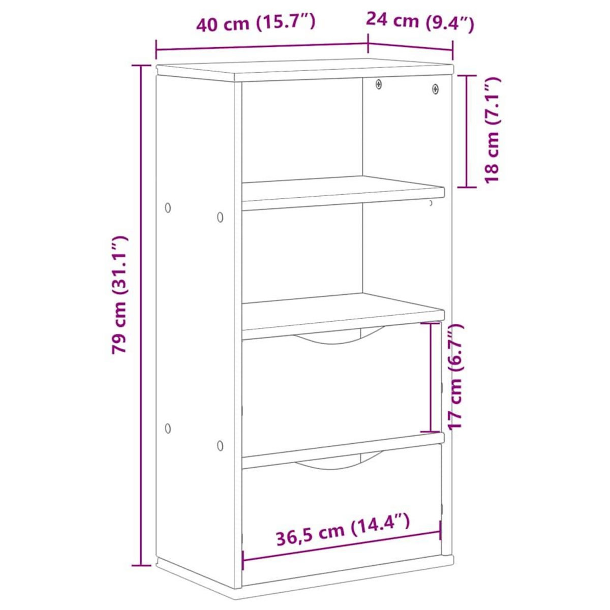 VIDAXL Armoire laterale tiroirs ODDA blanc 40x24x79 cm bois massif pin