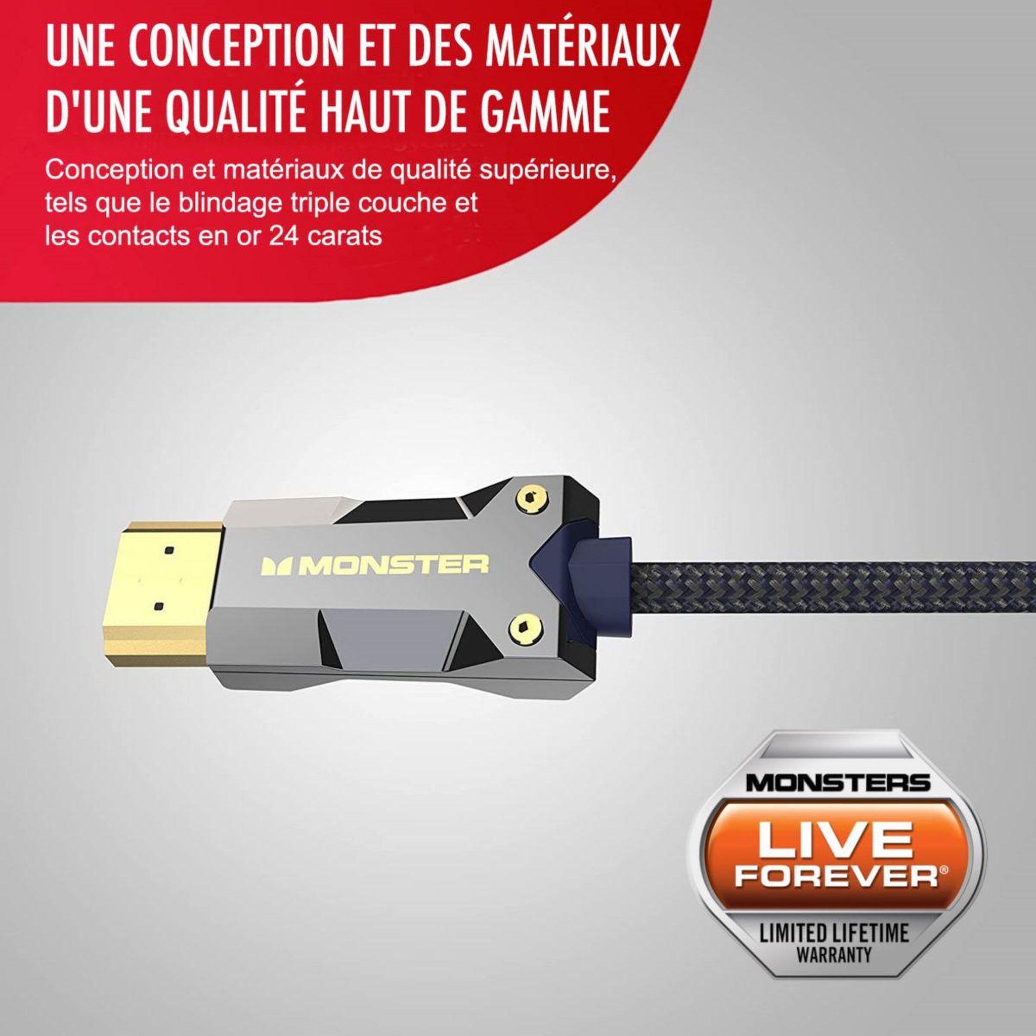 Voir la diapositive 5 : Monster Cable Câble hdmi m3000 uhd 8k dolby vision hdr 48gbps 5m