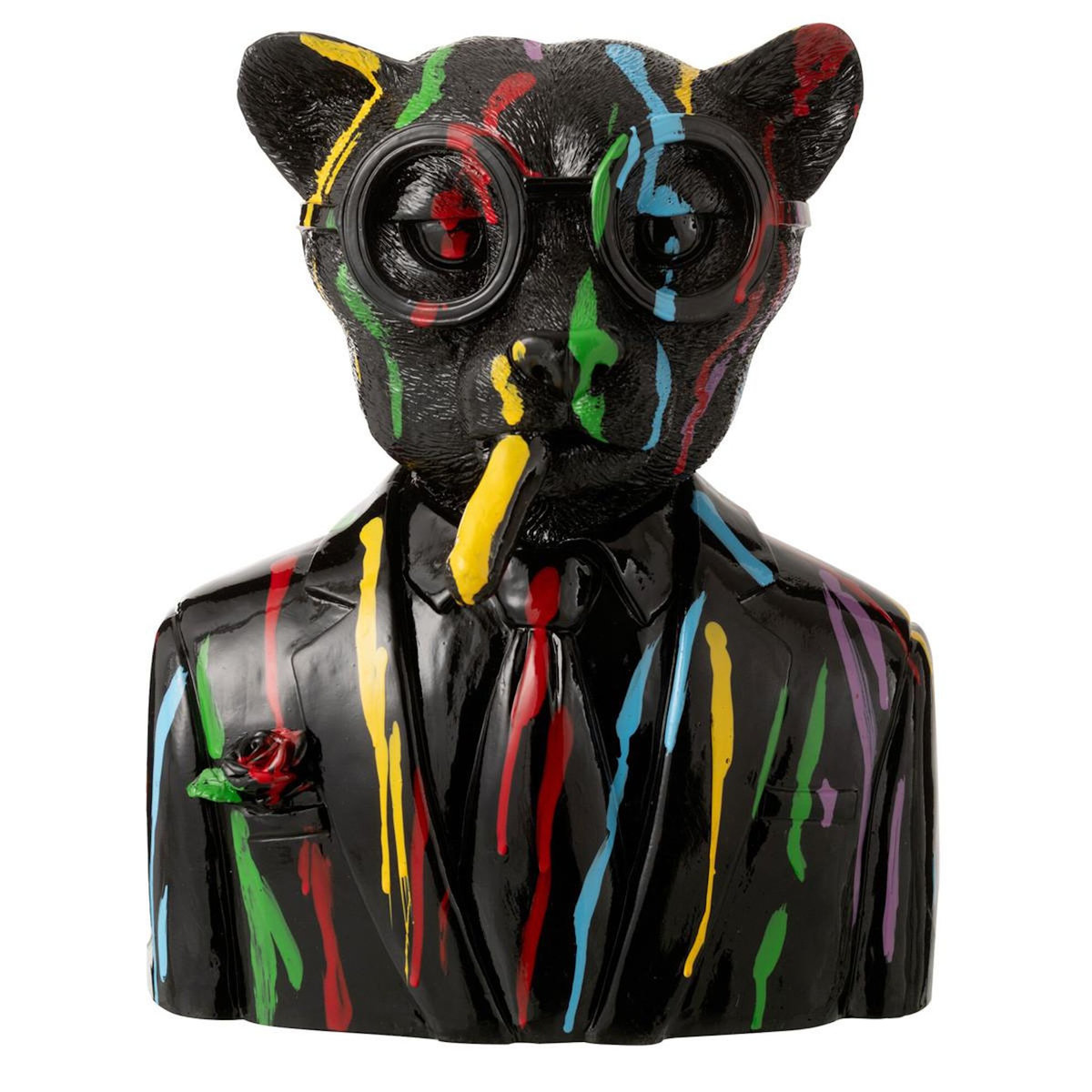 Paris Prix Buste Léopard  Tâches de Peinture  31cm Noir
