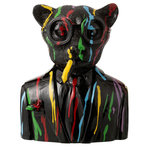 Paris Prix Buste Léopard  Tâches de Peinture  31cm Noir