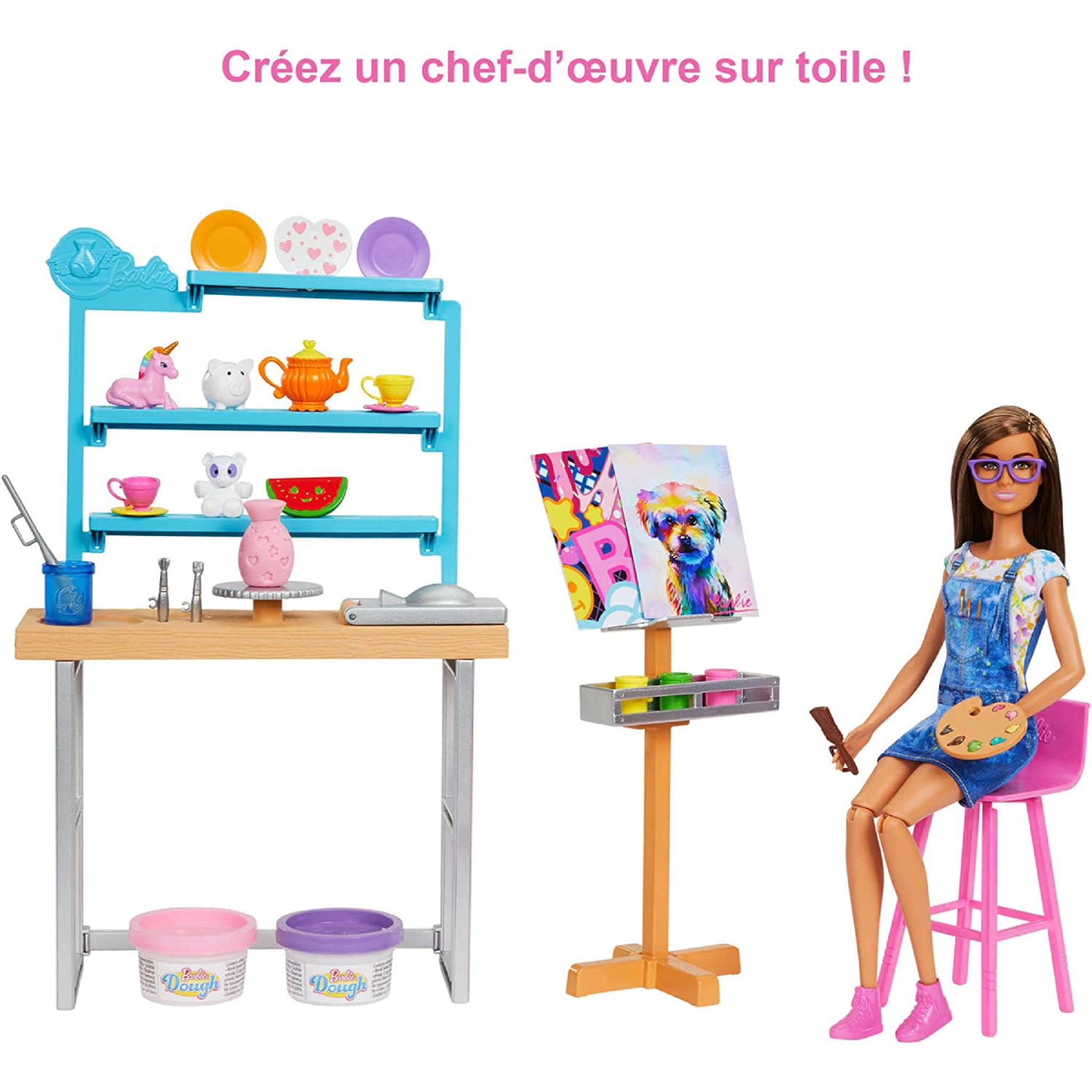 Voir la diapositive 5 : MATTEL Coffret poupée Barbie artistique + Accessoires