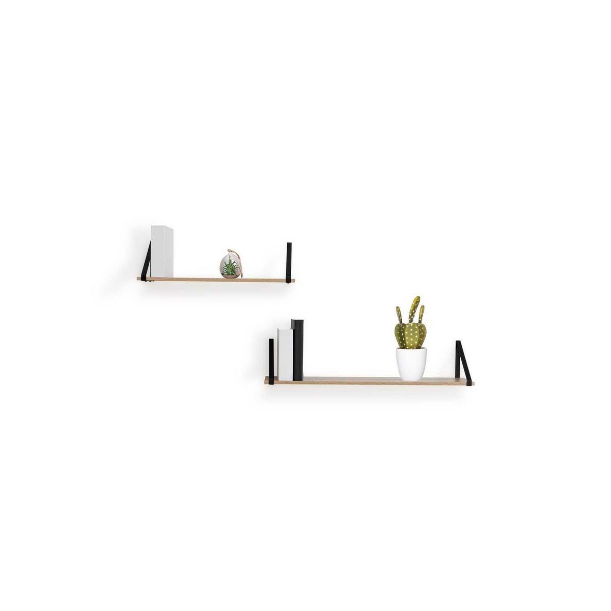 FIVE Etagère murale avec équerres 78 cm - Marron et noir