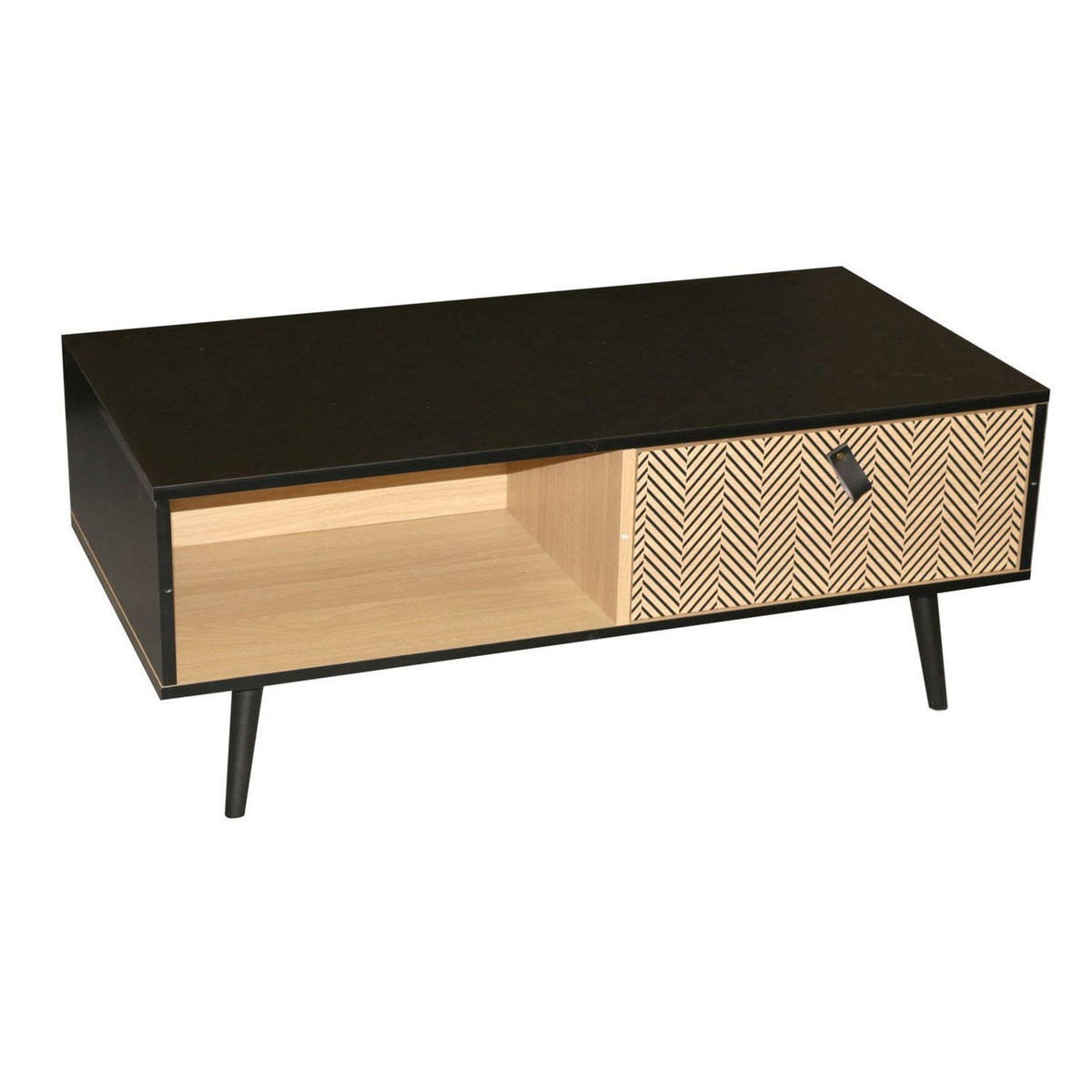 DIVERS Table basse contemporaine effet bois Chelsea - L. 100 x H. 40 cm - Noir