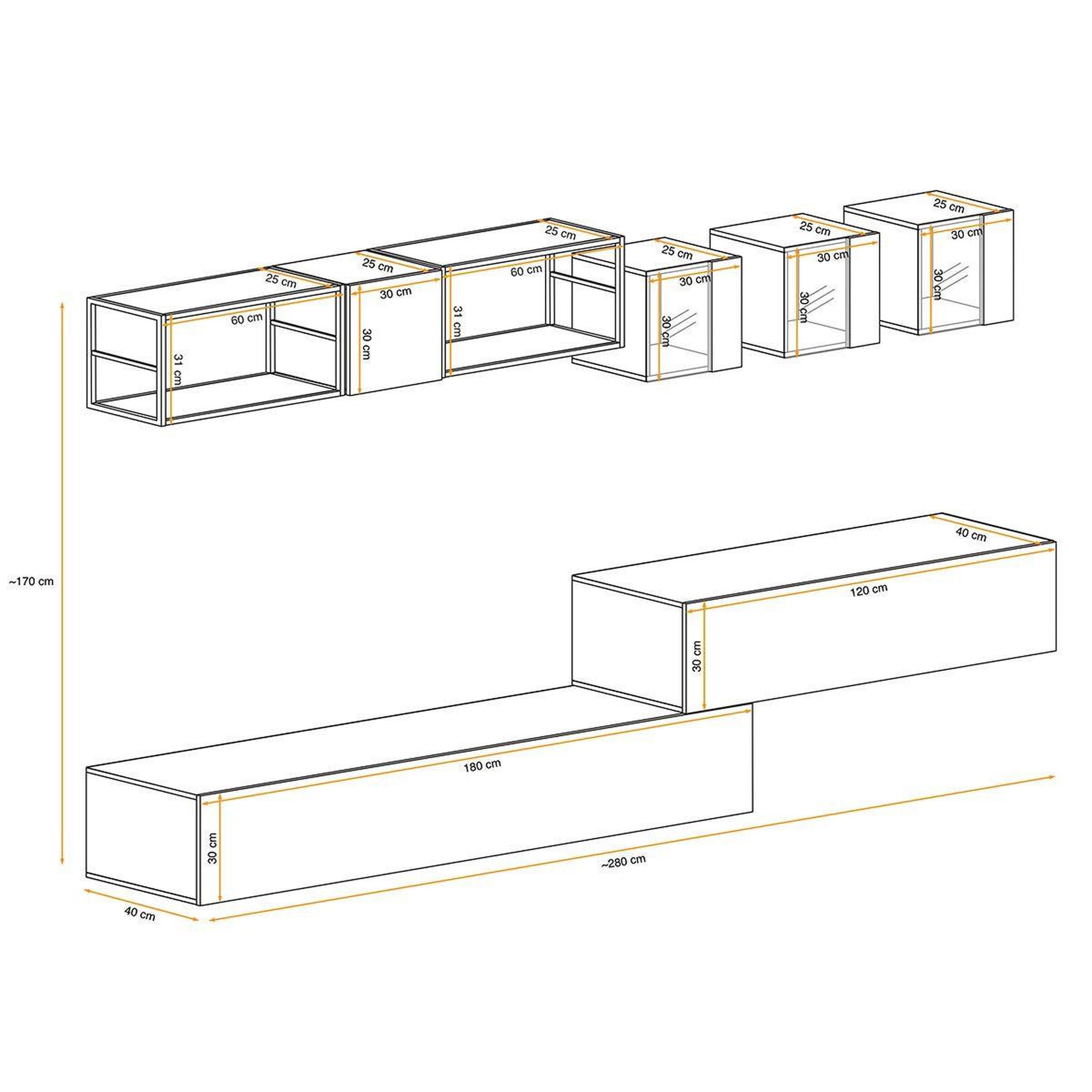 Voir la diapositive 3 : Paris Prix Ensemble meuble tv design  switch iii  280cm naturel & noir
