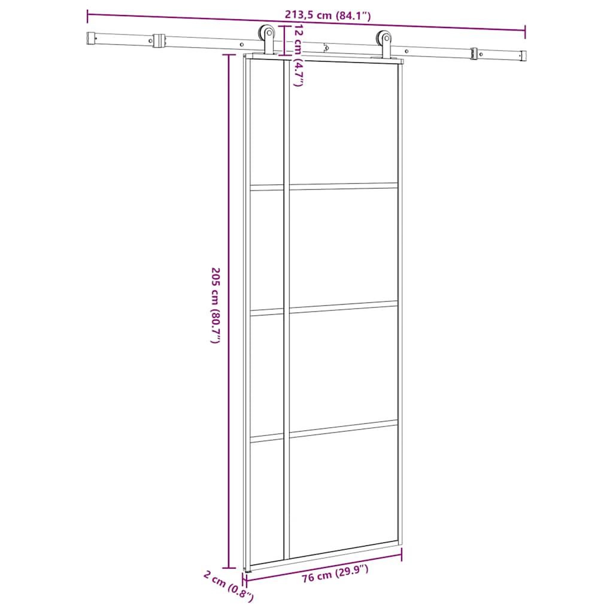 Voir la diapositive 6 : VIDAXL Porte coulissante avec kit de quincaillerie 76x205 cm Verre ESG