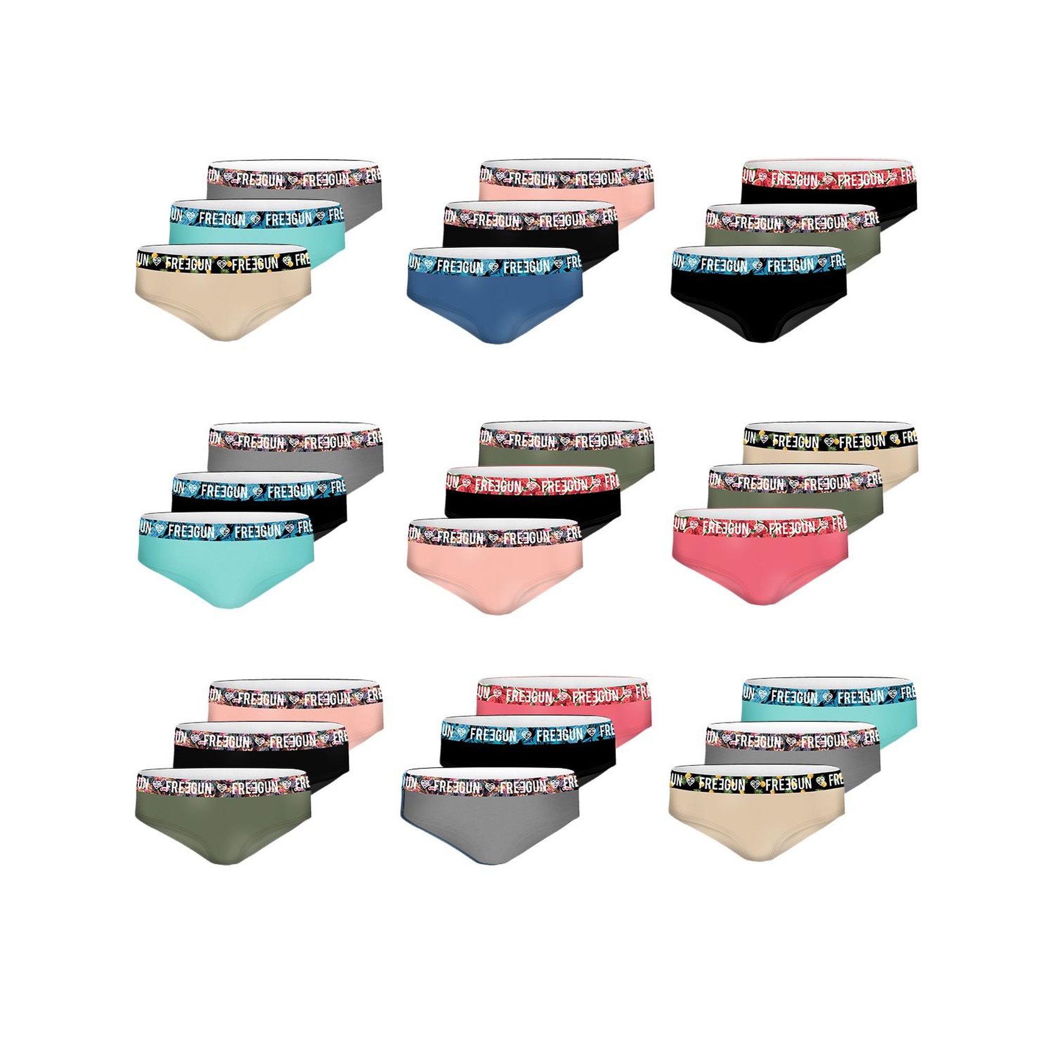 Voir la diapositive 3 : FREEGUN Pack surprise de 3 boxers coton femme