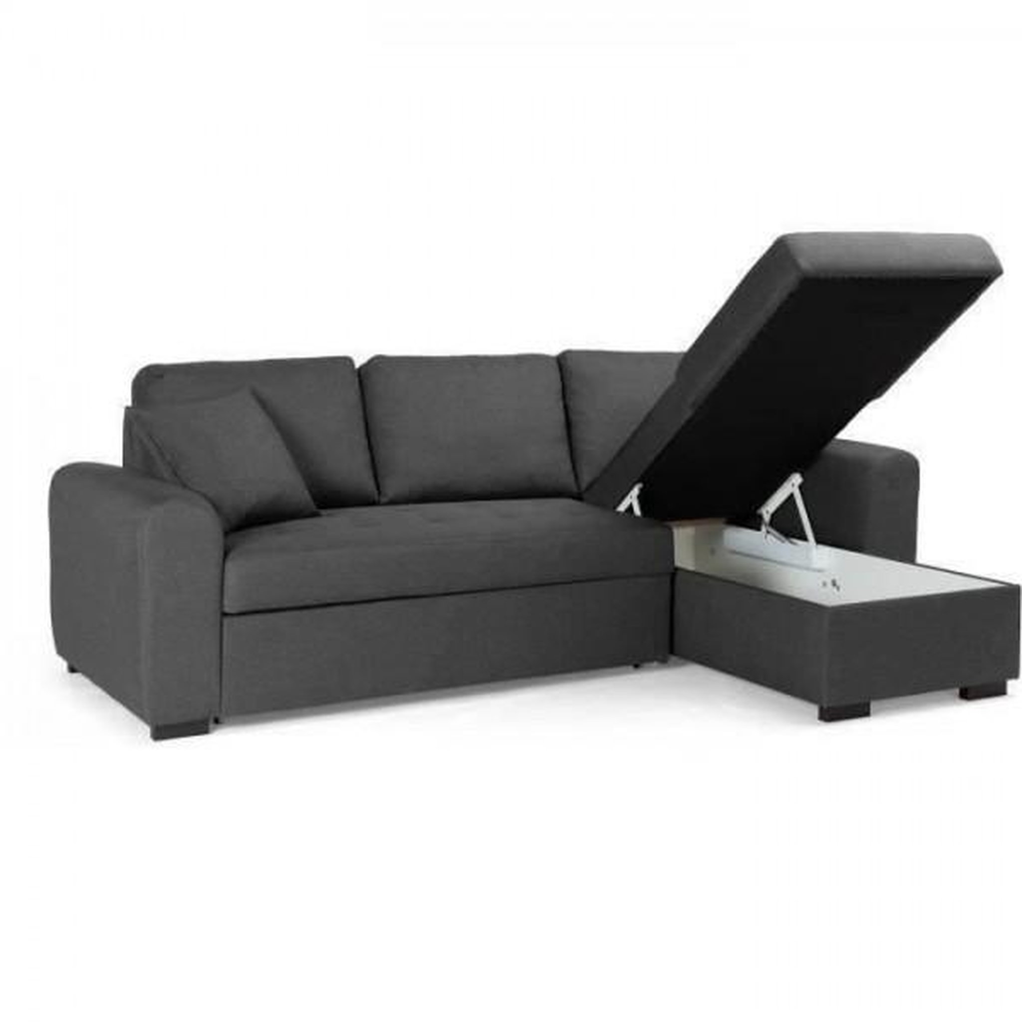 Voir la diapositive 6 : MARKET24 Canapé d'angle convertible réversible 4 places - Tissu gris - L 244 x P 151 x H 90 - HAMILTON - Fabriqué en Ukraine