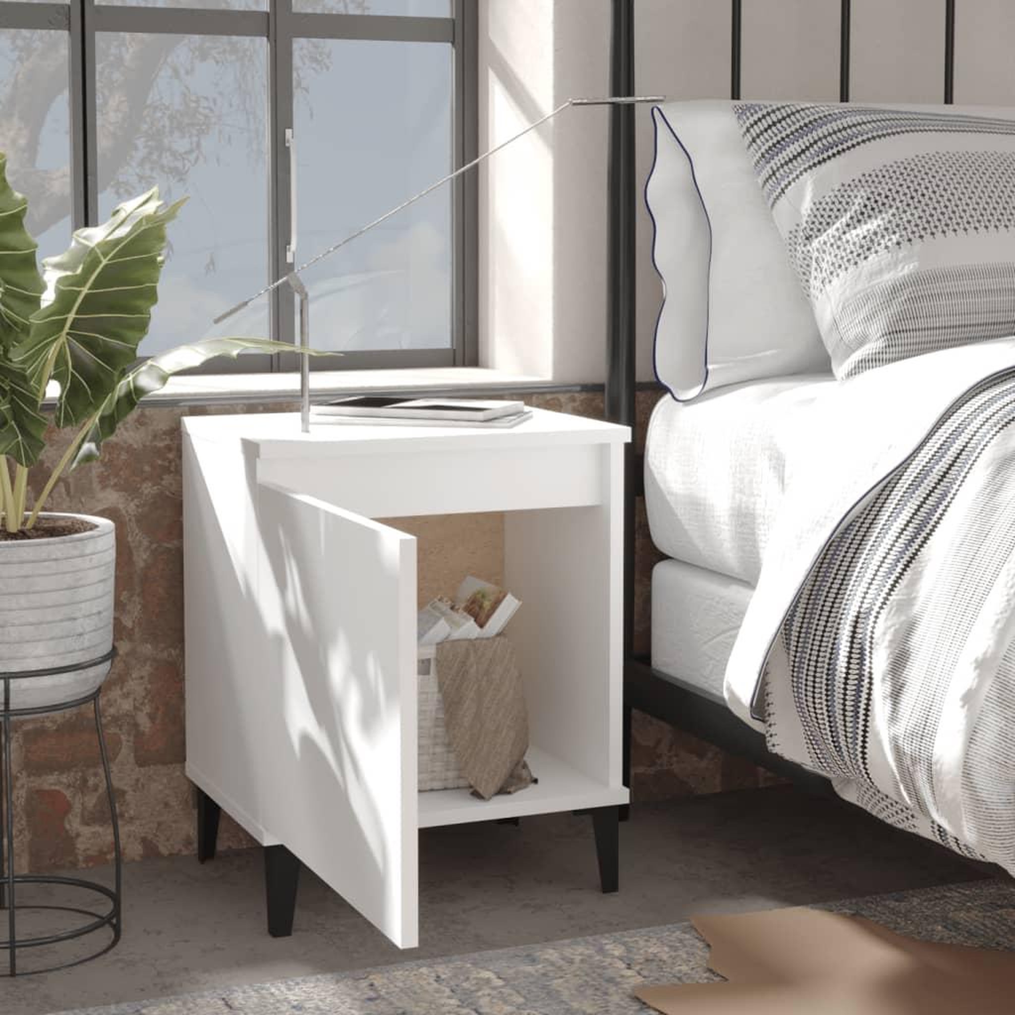 Voir la diapositive 3 : VIDAXL Table de chevet avec pieds en metal blanc 40x30x50 cm