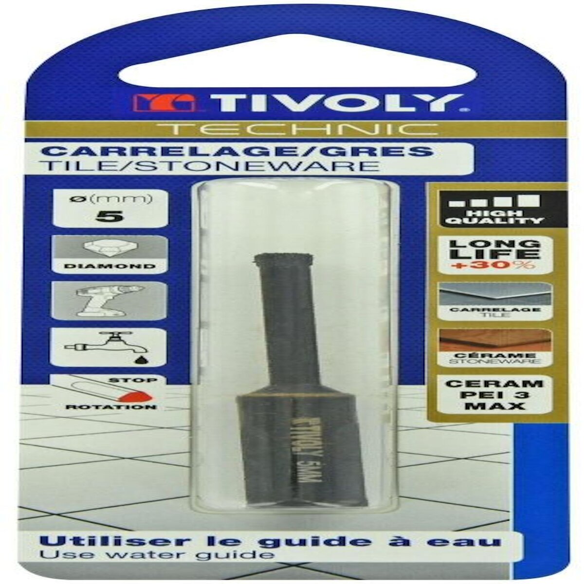 TIVOLY Foret diamant pour carrelage en grès, diam. 5 mm TIVOLY