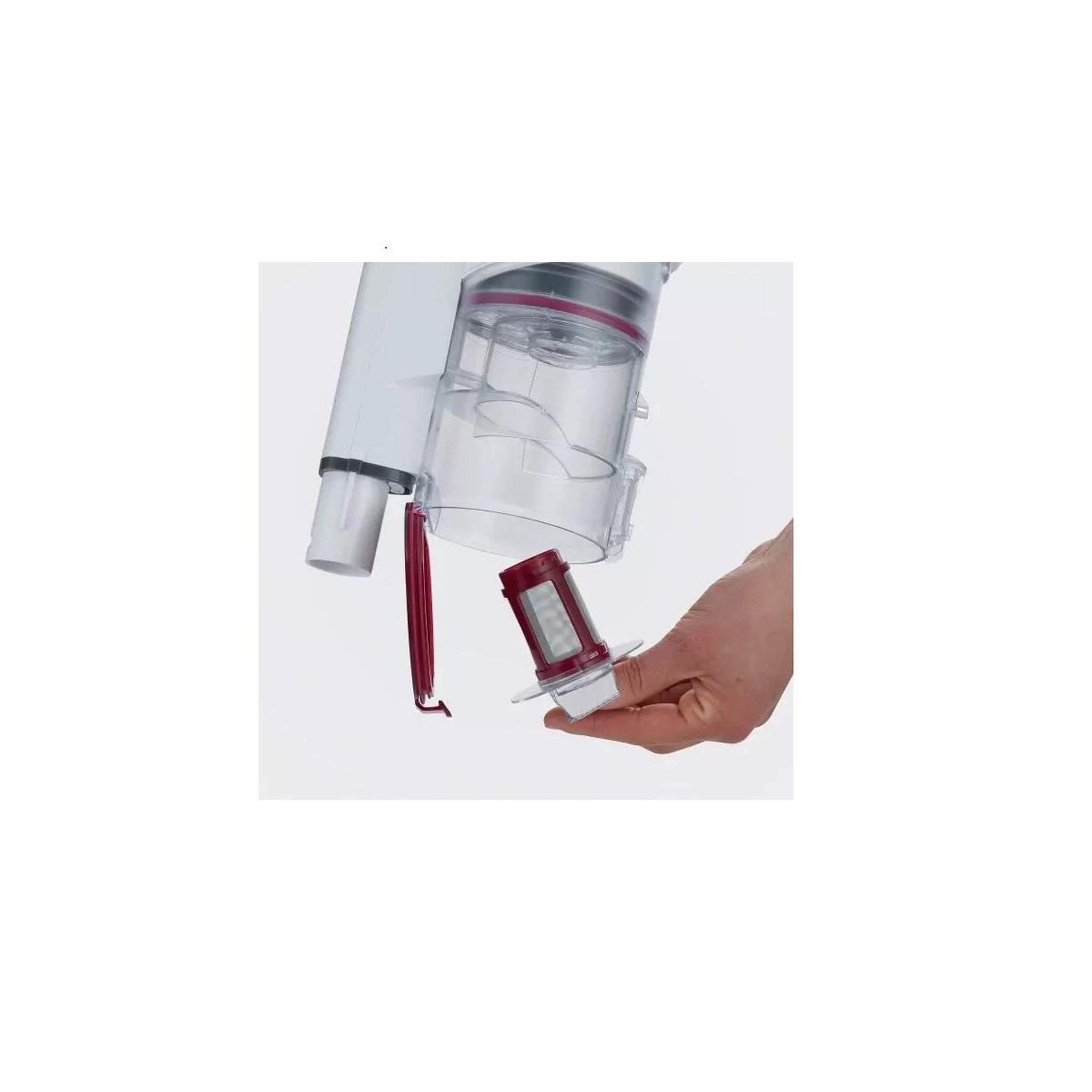 Voir la diapositive 6 : SEVERIN Aspirateur balai 2en1 rechargeable 22.2v blanc rouge - hv7152