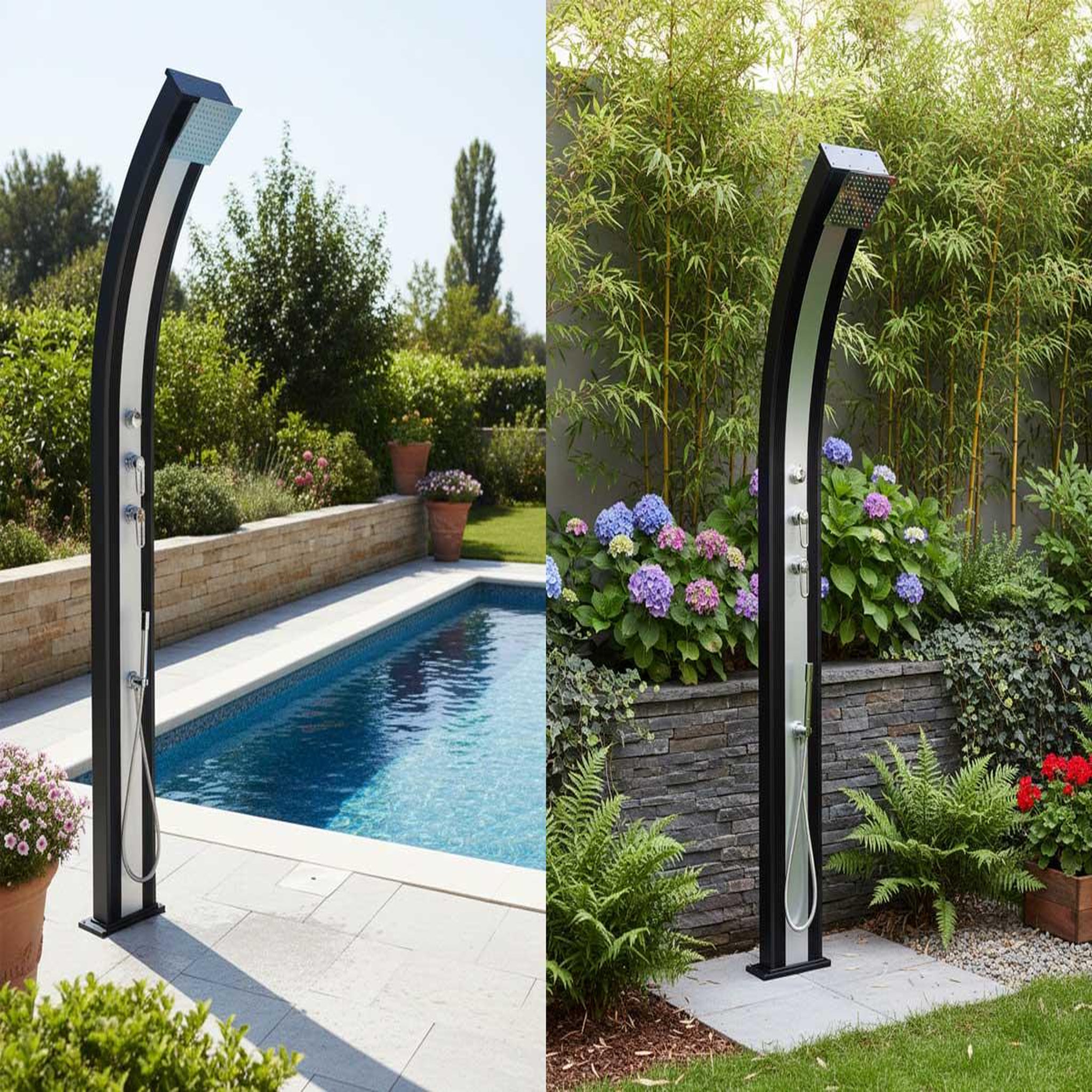 Voir la diapositive 2 : Formidra Douche solaire 40 L Dada Curve Anthracite habillage aluminium brossé - Formidra