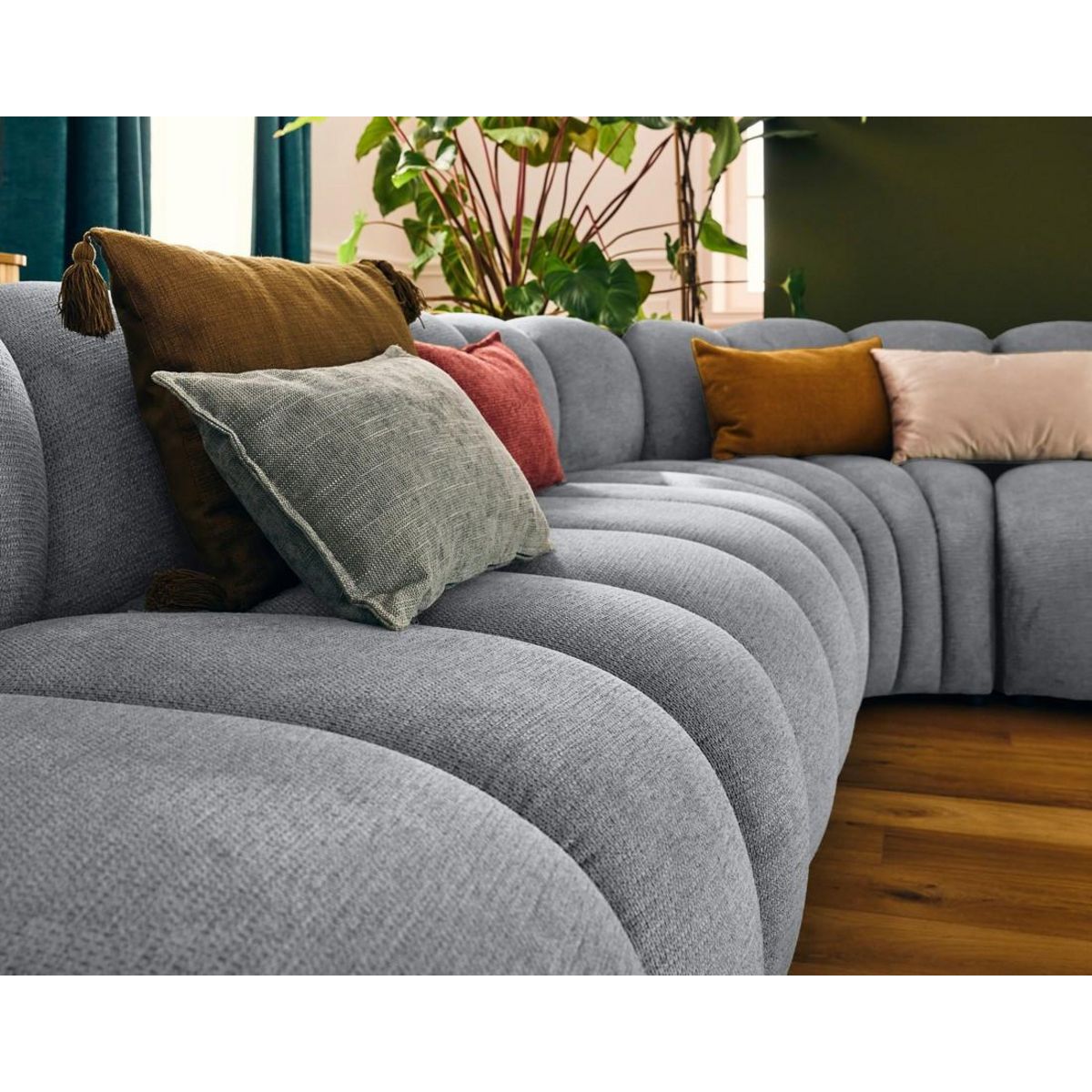 LISA DESIGN Debbie - canapé modulable d'angle gauche 5 places en tissu texturé