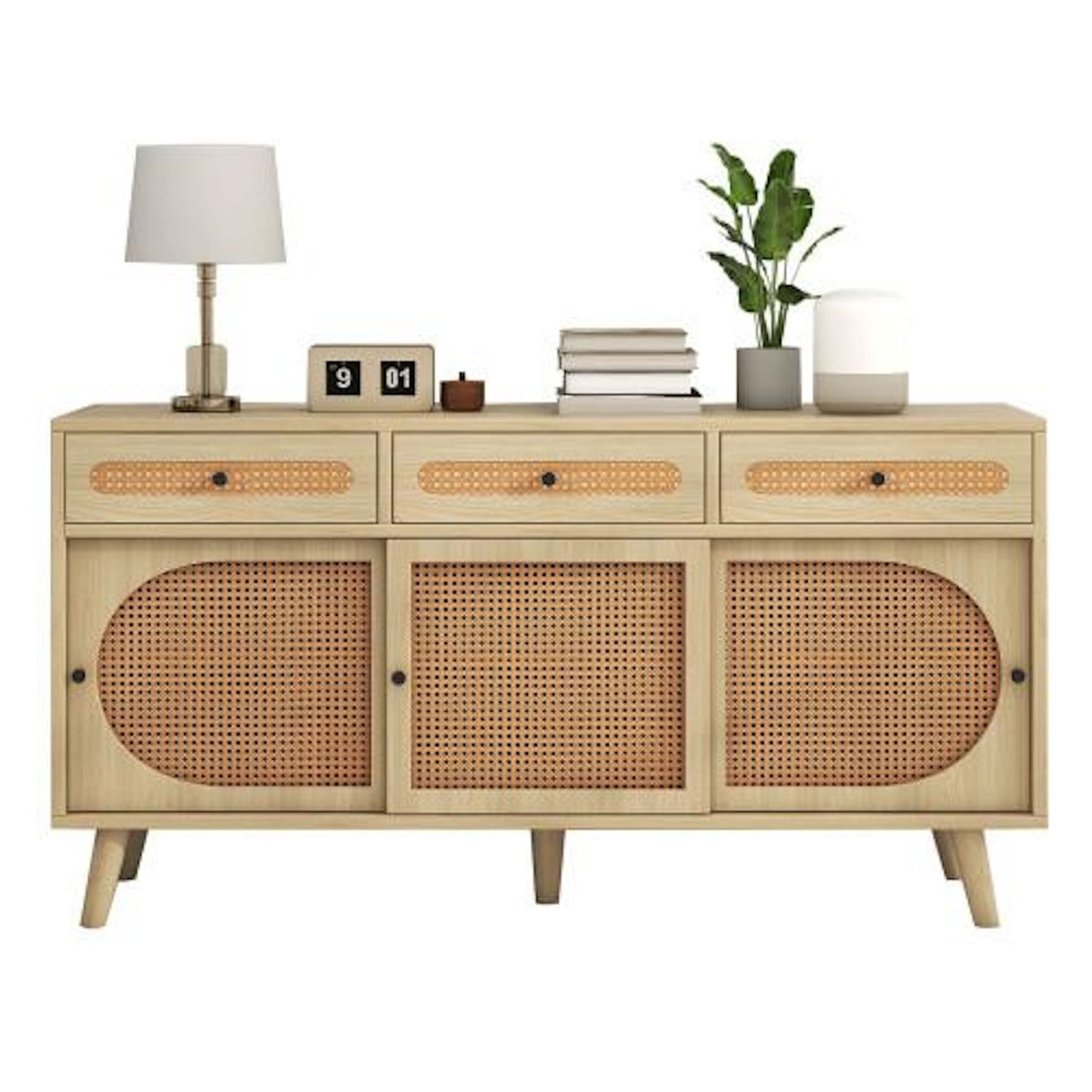 MERAX Buffet 3 porte(s) 3 tiroir(s) - 140 cm naturel panneau de particules