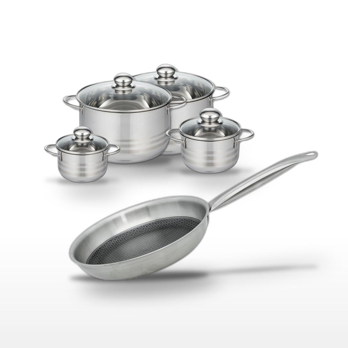 ELO Lot Poêle 24cm et 4 Faitouts Elo Relief Solution