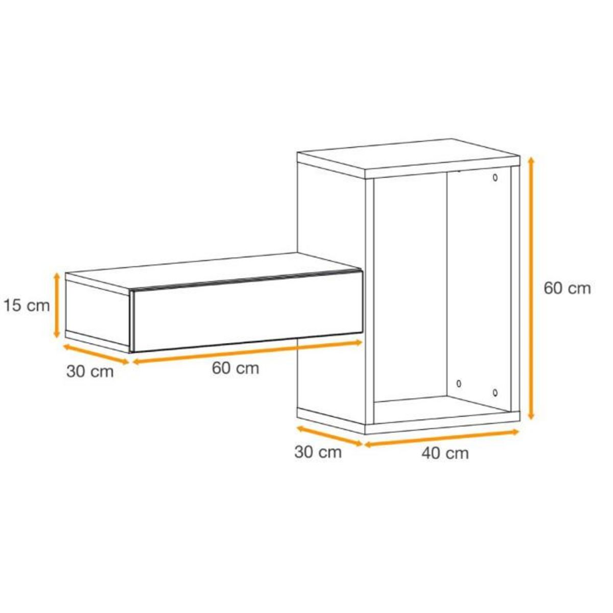 Paris Prix Étagère Murale & Tiroir Design  Easy  100cm Noir