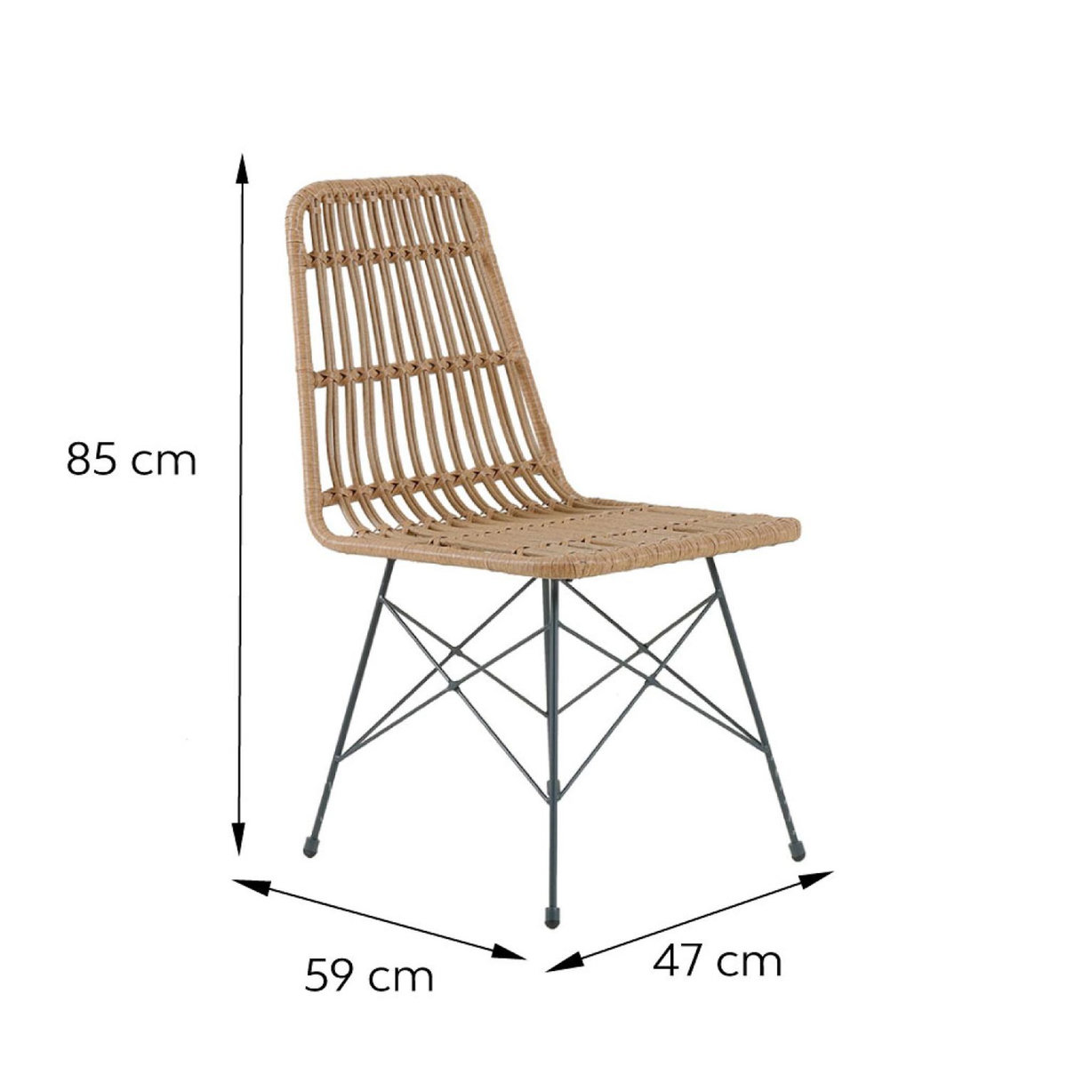 CONCEPT USINE Lot de 6 chaises en résine tressée effet rotin BAGO
