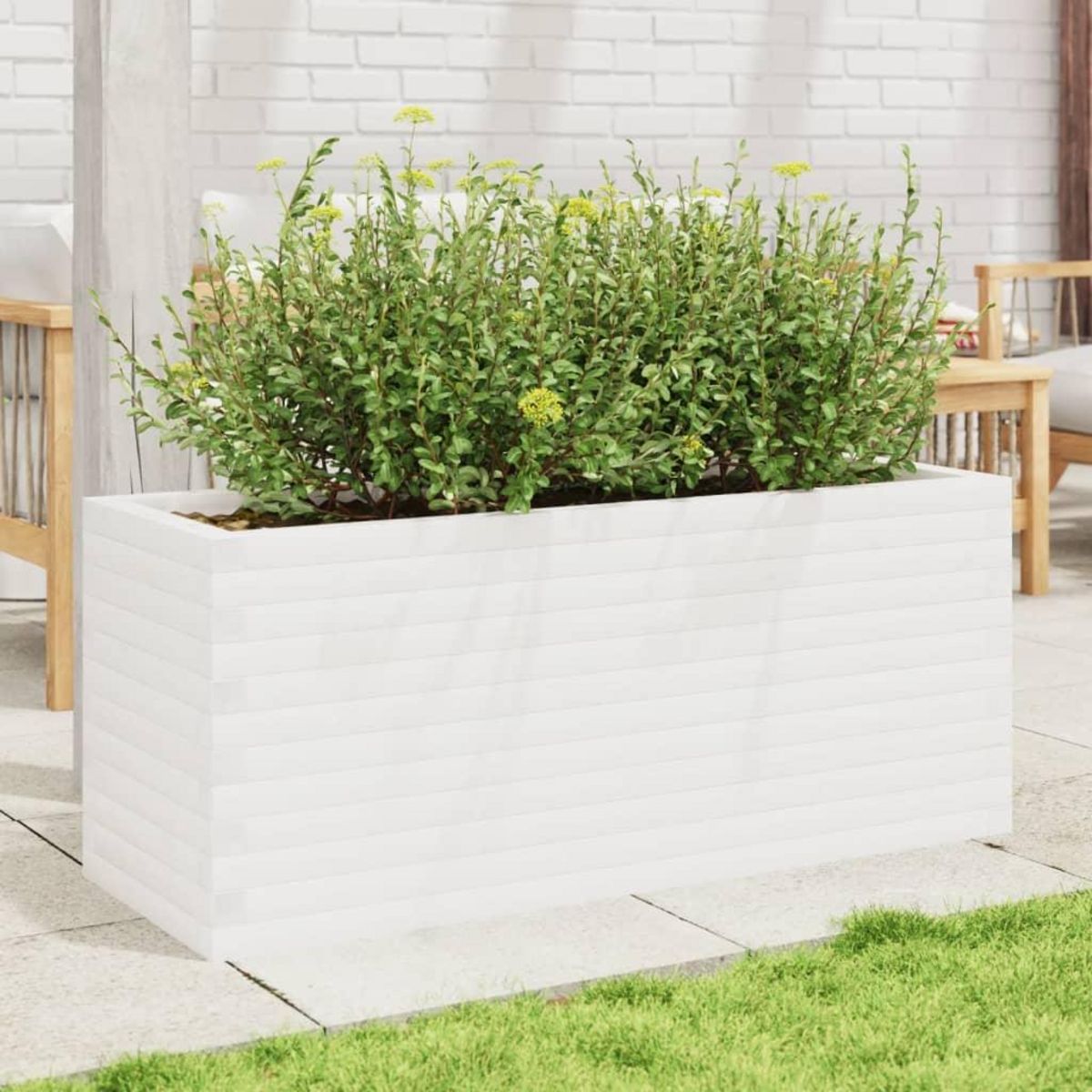VIDAXL Jardiniere blanc 110x40x45,5 cm bois de pin massif
