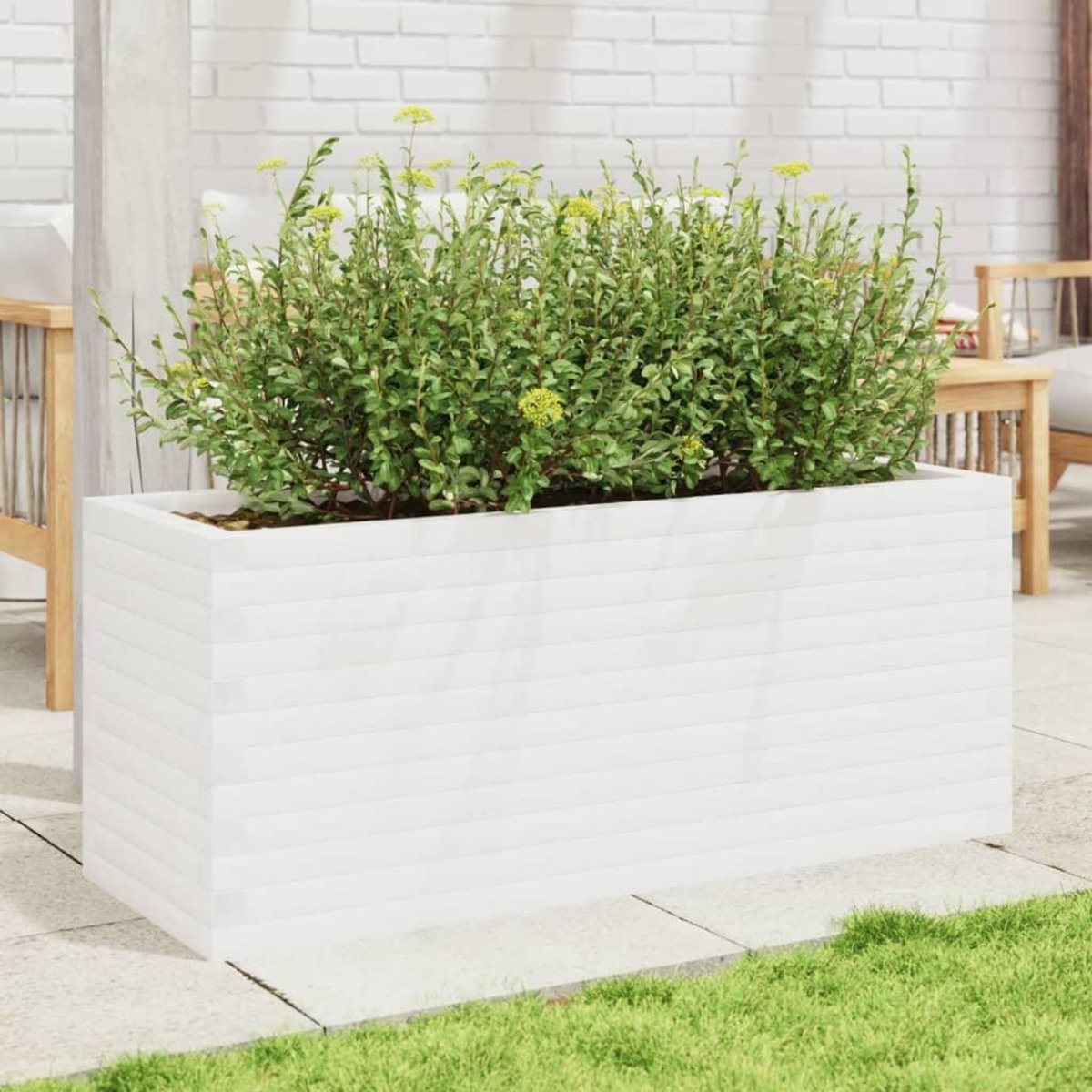 VIDAXL Jardiniere blanc 110x40x45,5 cm bois de pin massif