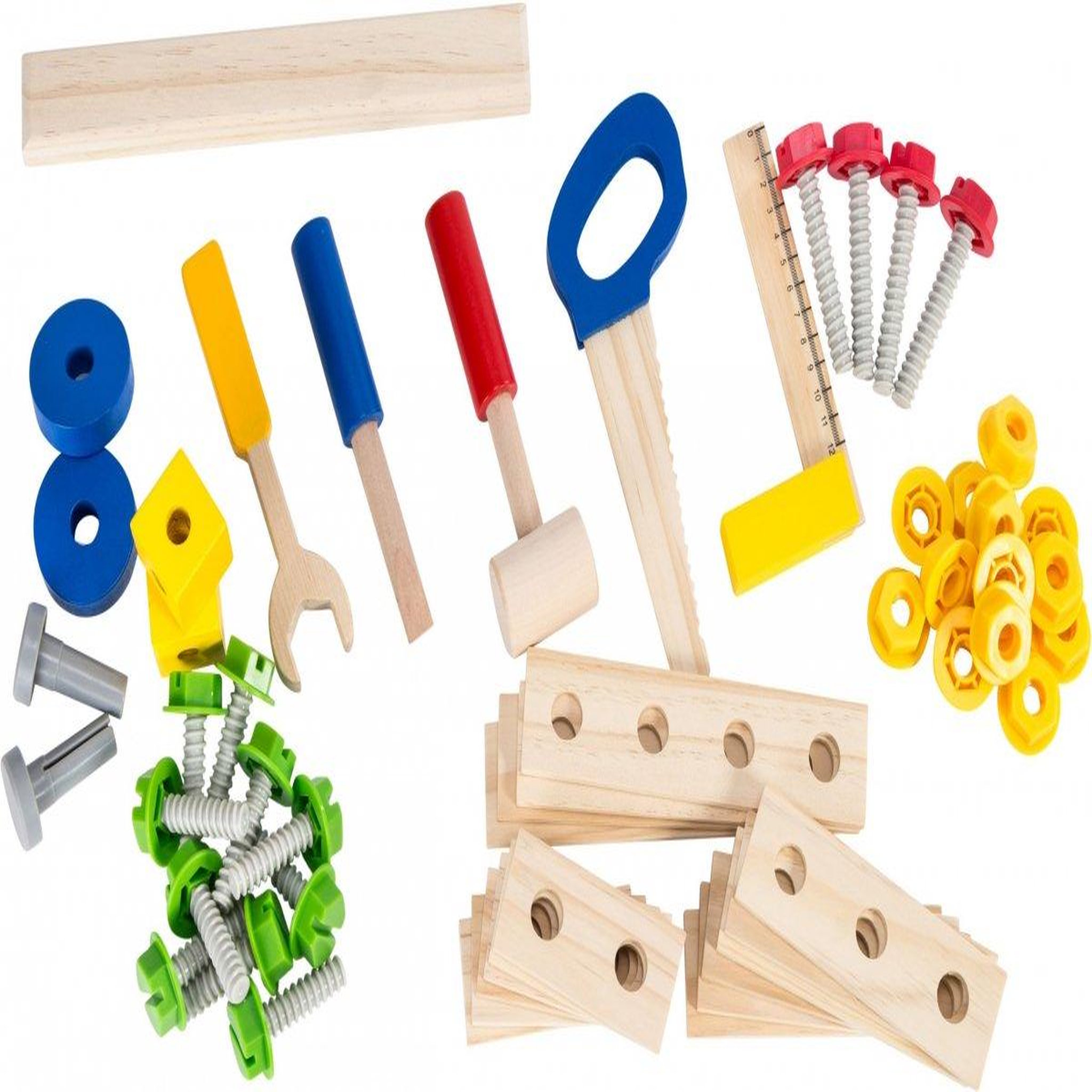 Voir la diapositive 2 : MAMABRUM Etabli Enfant Atelier de Bricolage Bois avec Ceinture Papier Tableau, Kit 75 Pièces Table de travail