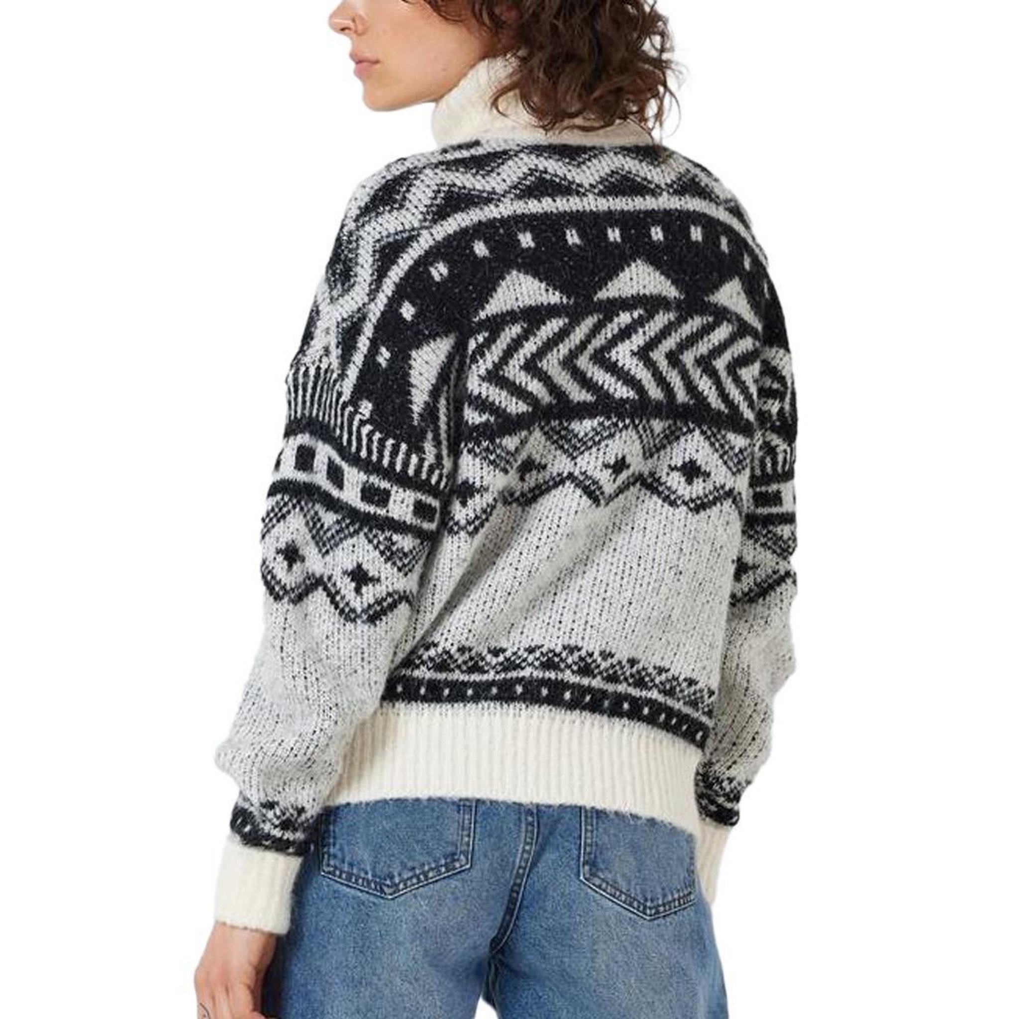 Voir la diapositive 2 : NOISY MAY Pull Blanc/Noir Femme Noisy May Roll Neck