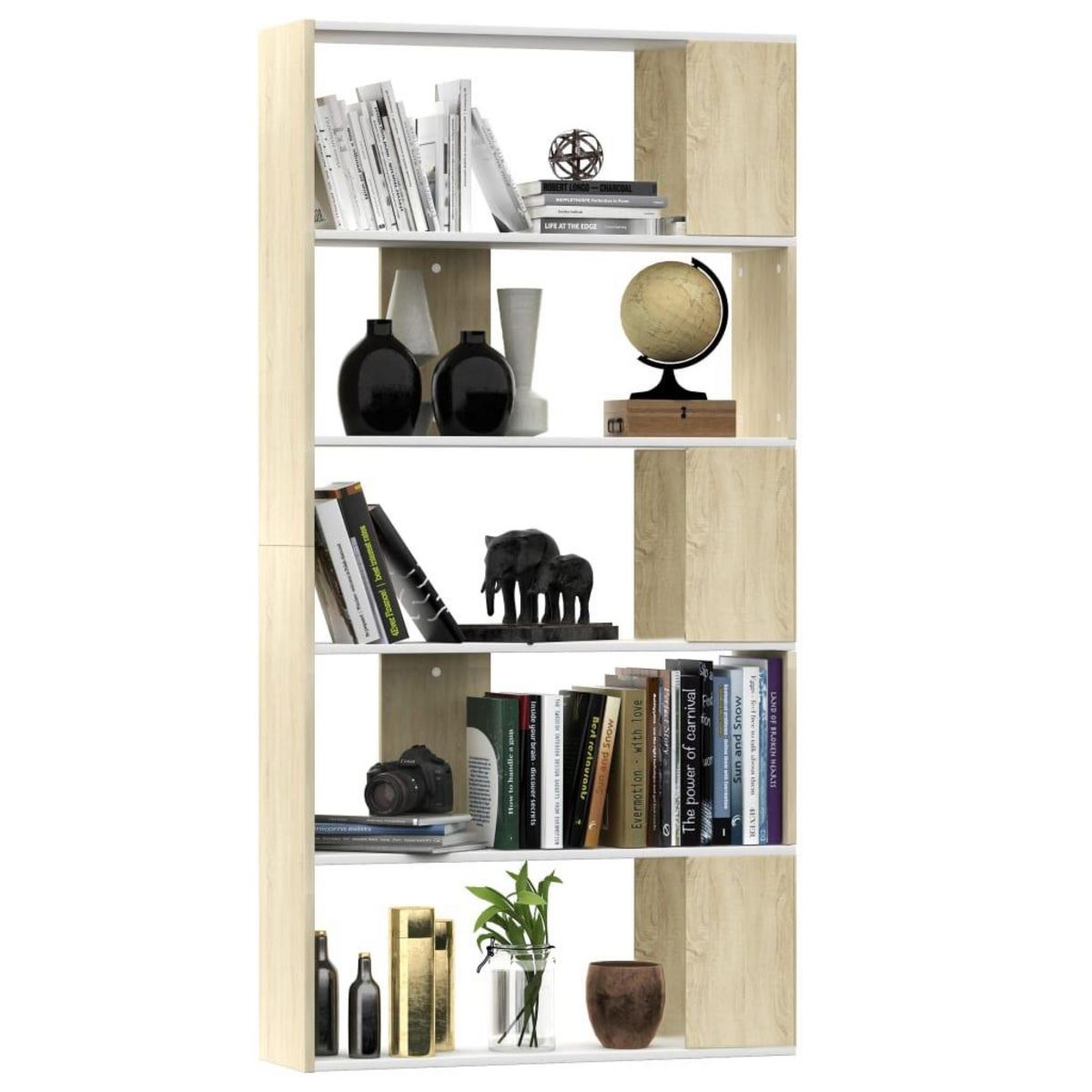 VIDAXL Bibliotheque/Separateur de piece Blanc chene sonoma 80x24x159cm