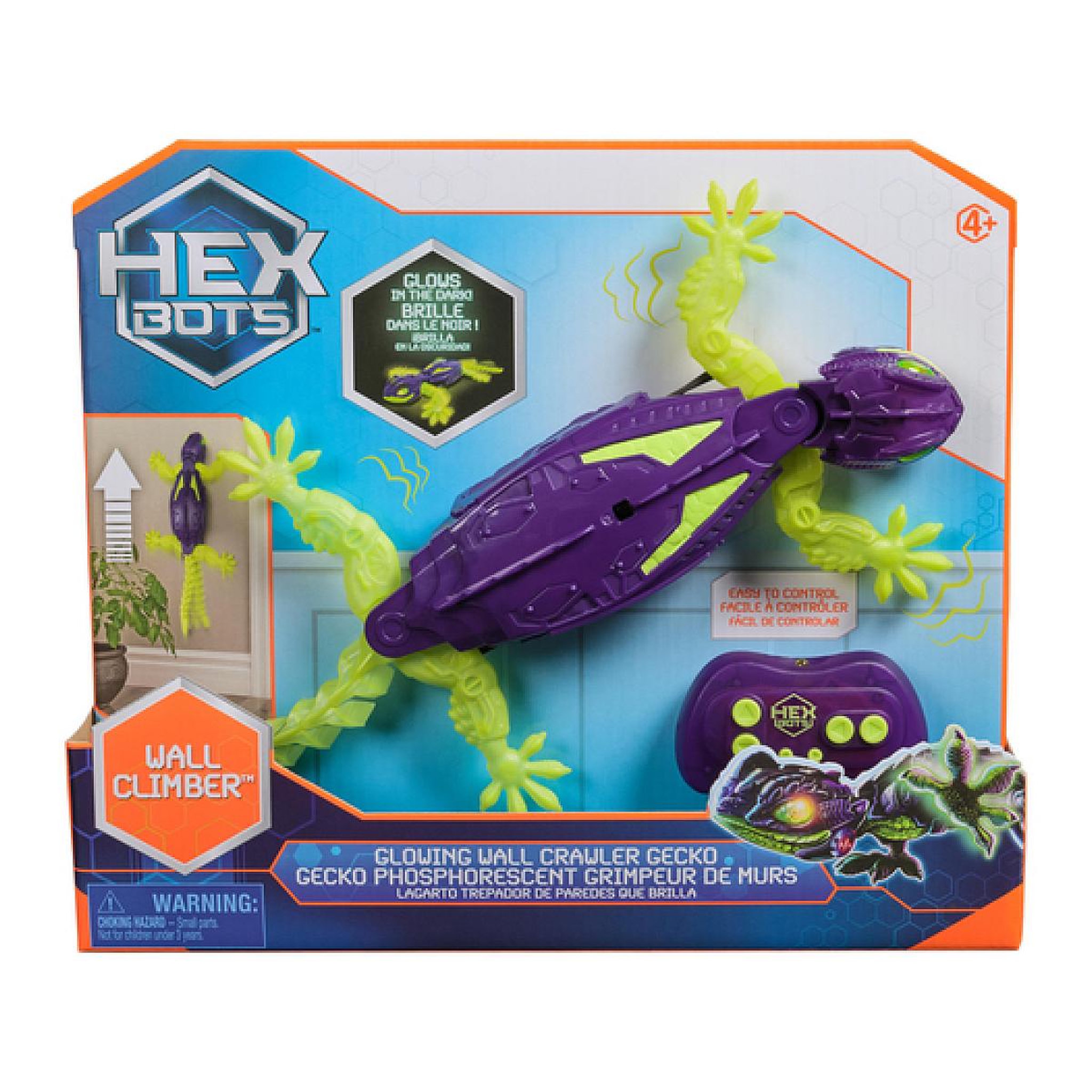 Voir la diapositive 2 : SpinMaster Gecko Radiocommande - brille dans le noir - Hex Bots