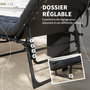 Voir la diapositive 4 : OUTSUNNY Bain de soleil transat pliable inclinable avec poignée, pochette rangement et matelas grand confort noir