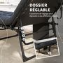 Voir la diapositive 4 : OUTSUNNY Bain de soleil transat pliable inclinable avec poignée, pochette rangement et matelas grand confort noir