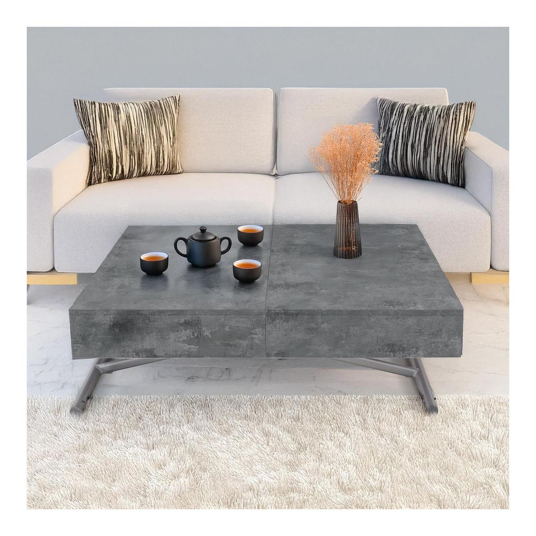 Voir la diapositive 3 : Paris Prix Table basse relevable  lift  120-190cm béton