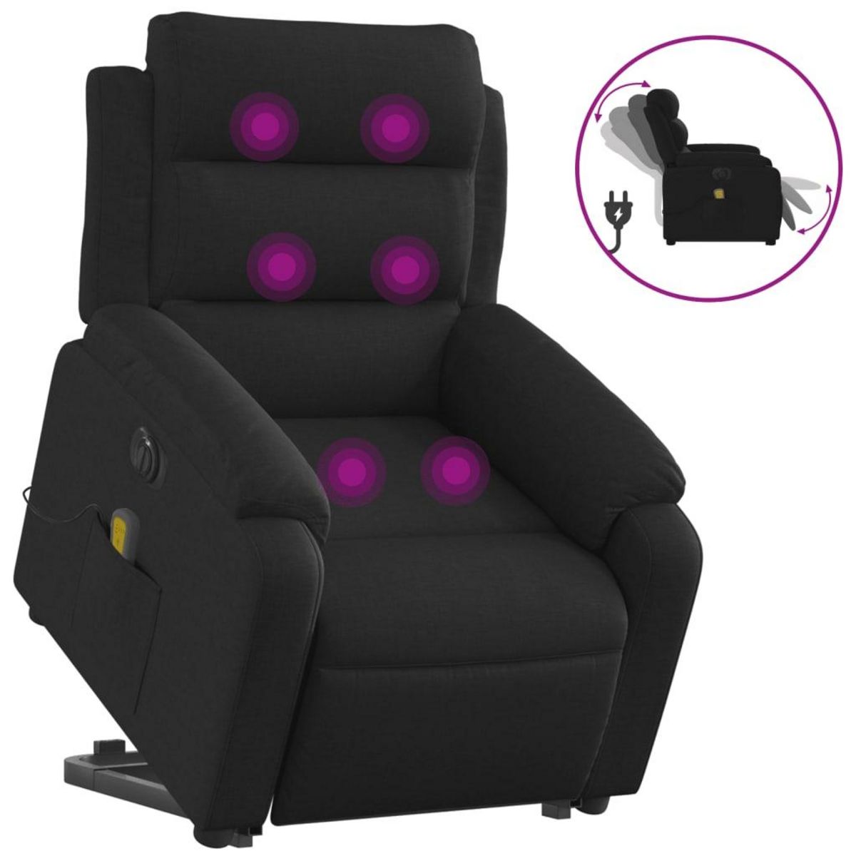 VIDAXL Fauteuil inclinable de massage electrique Noir Tissu