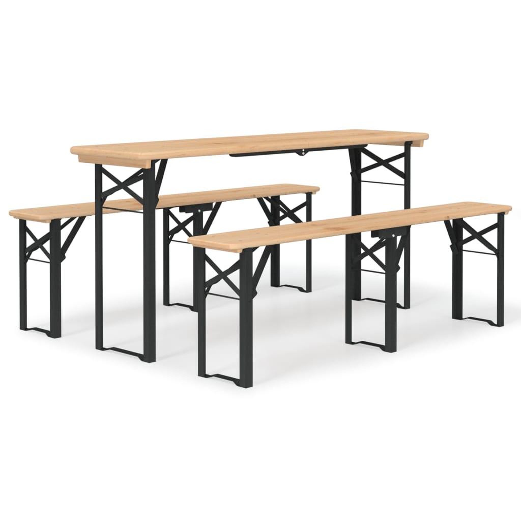 Voir la diapositive 2 : VIDAXL Ensemble de tables a biere pliantes 3 pcs bois massif de sapin